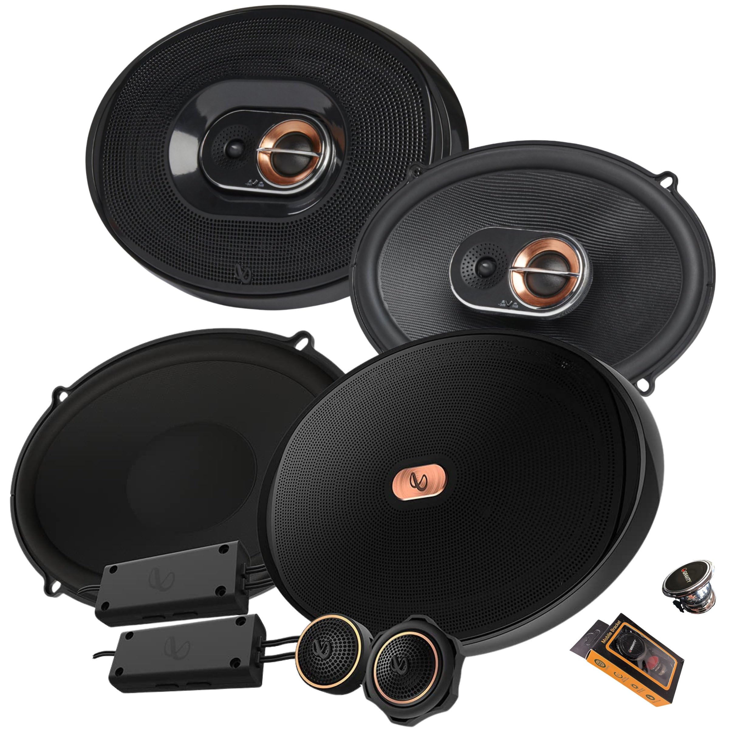 Infinity Kappa KAPPA693C + 693M 6x9 Car Speaker Bundle  2Way Component System & 3Way Speaker Pair, Glassfiber Woofers, Silk D