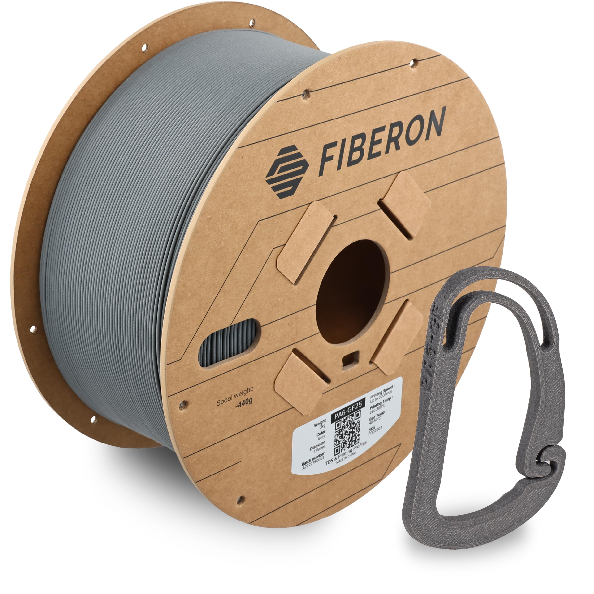 Polymaker Fiberon PA6-GF Glass Fiber Nylon Filament 1.75mm Grey 3kg, Fiberon PA6-GF Nylon Warp Free 1.75mm 3D Printing Filament