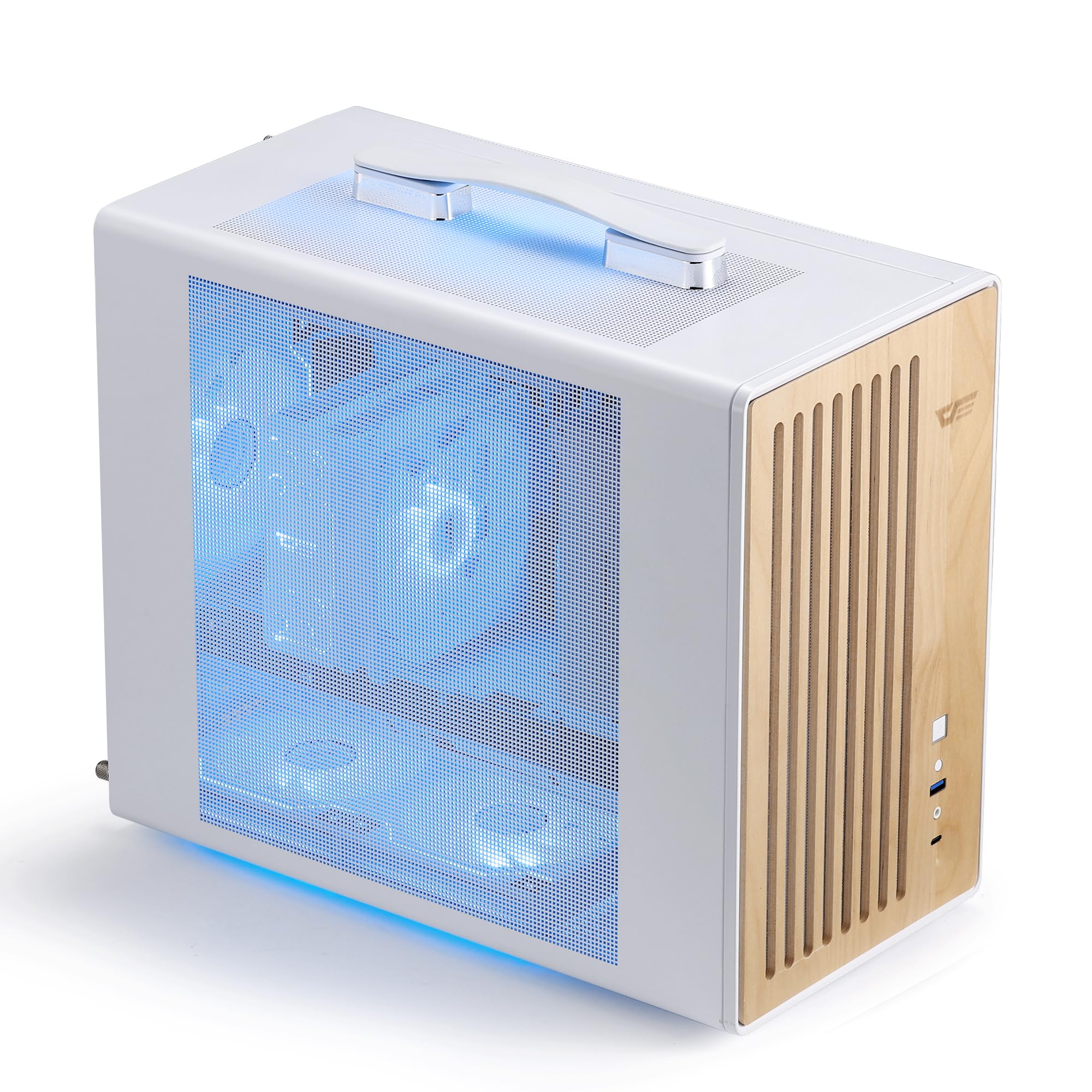 darkFlash WD200 Portable Micro-ATX PC Case - Premium Walnut Wood Design, High-Airflow Mesh, 335mm GPU Support, 240mm AIO Ready,