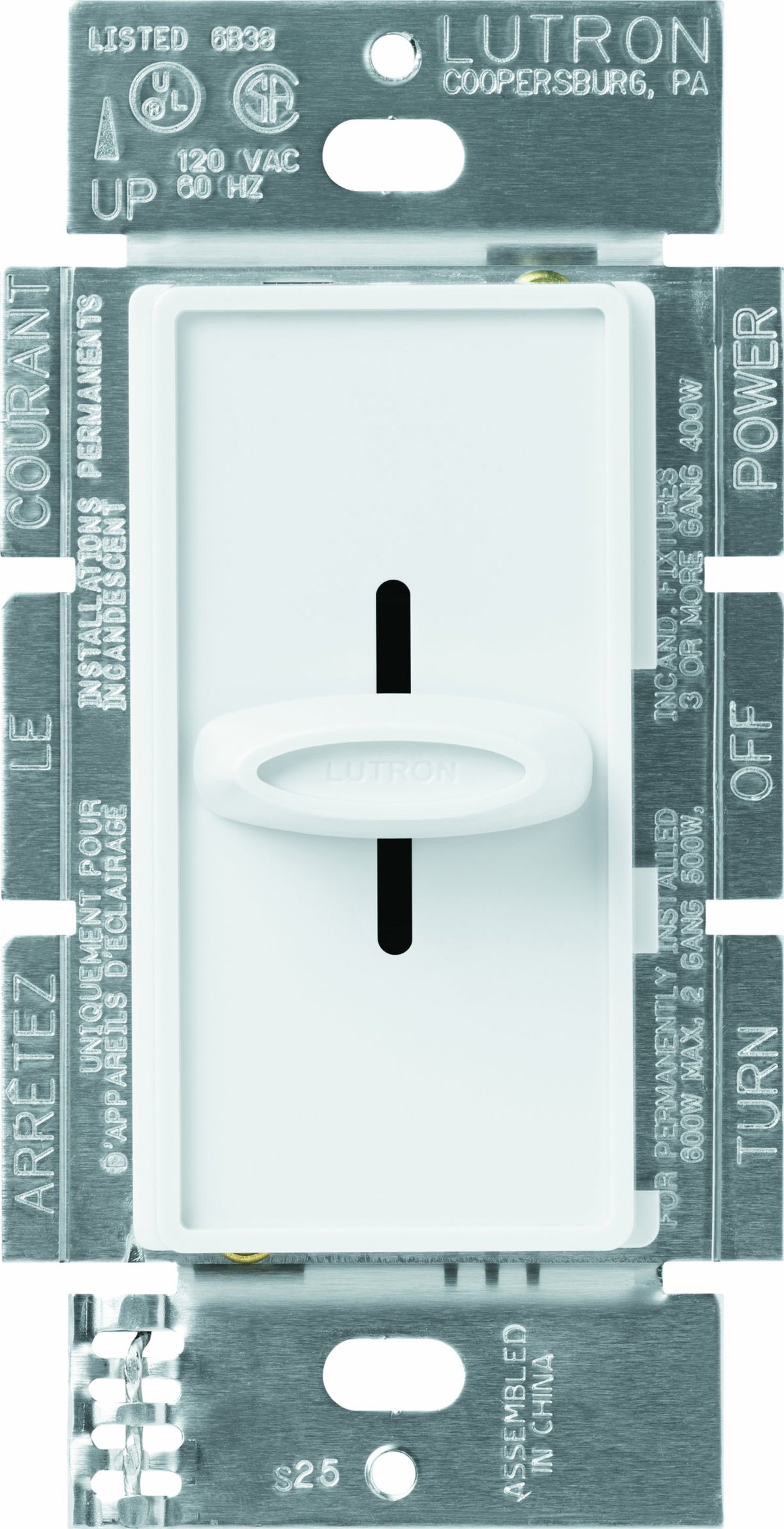 Lutron Skylark Fully Variable 5 Speed Fan Control For Variable Speed Fans | Sfs 5E Wh | White