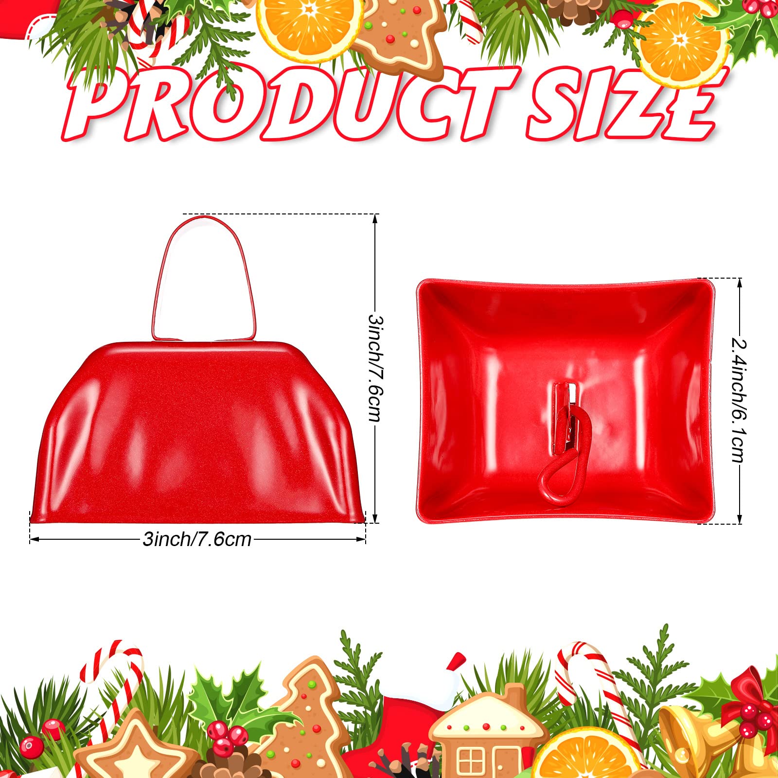 Yeshone 24 Pcs Metal Cowbell With Handle Cow Bells Noise Makers For Sporting Events Small Loud Noisemaker Cow Bell For Wedding C