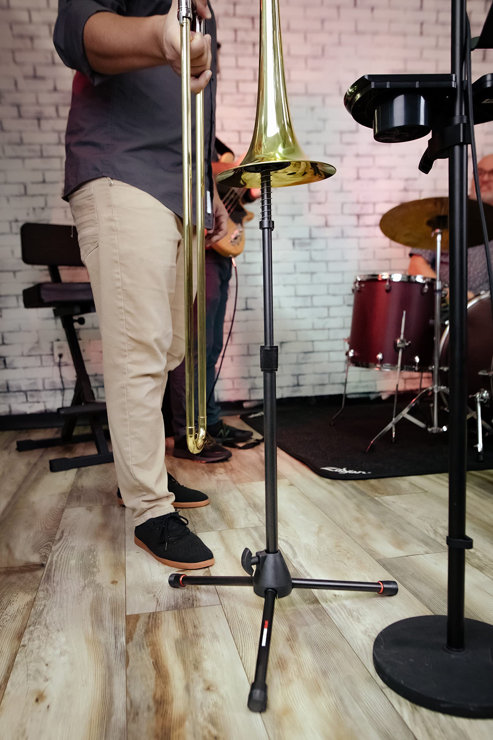 Gator Frameworks Tripod Style Stand for Trombones, Black, Model GFW-BNO-TBONE, Durable Brass Construction