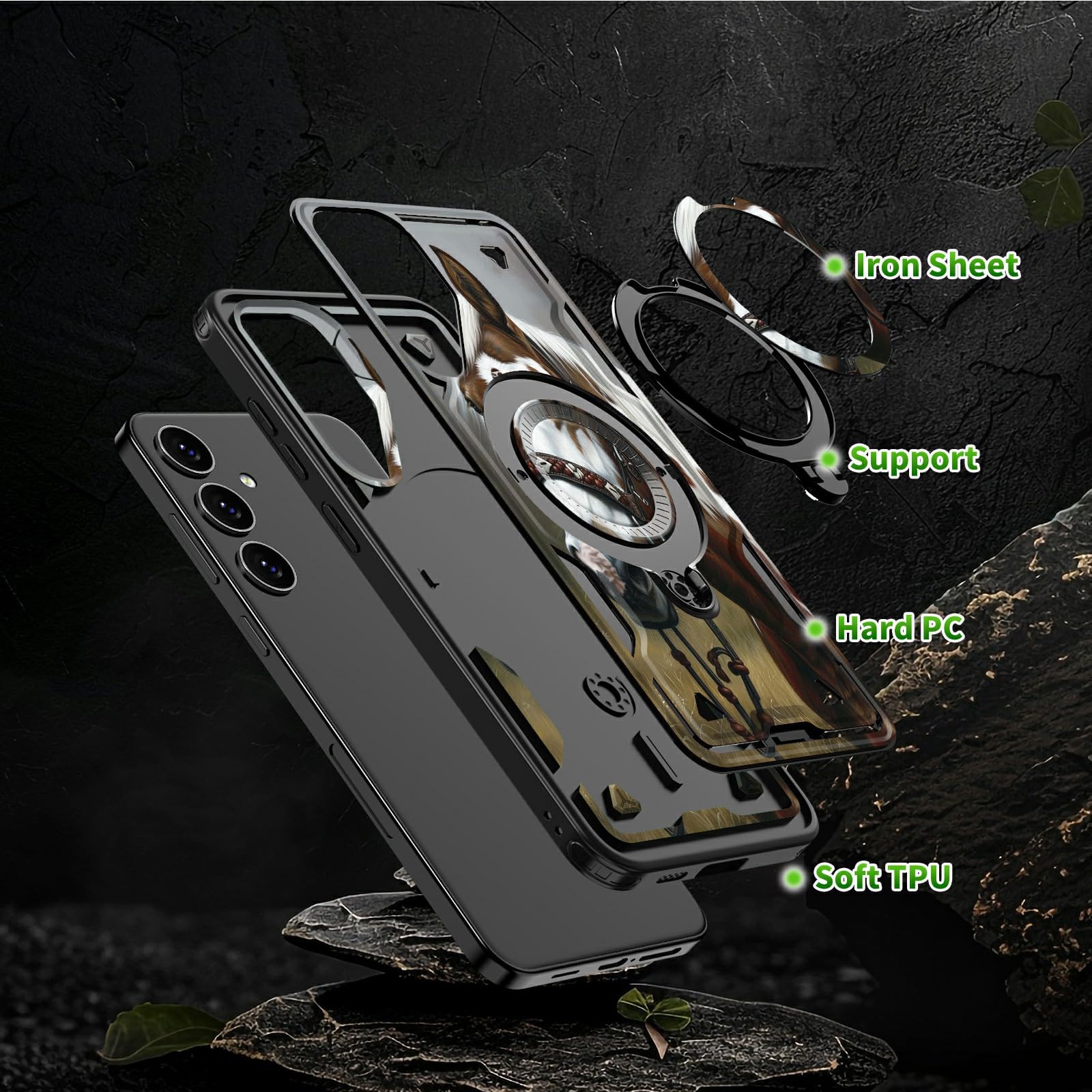 Rwutytiul For Samsung S25 Plus/Galaxy S24 Plus 6.7 Magnetic Case With Wrist Strap, Kickstand Anti-Scratch Hard Pc Silicone Shock