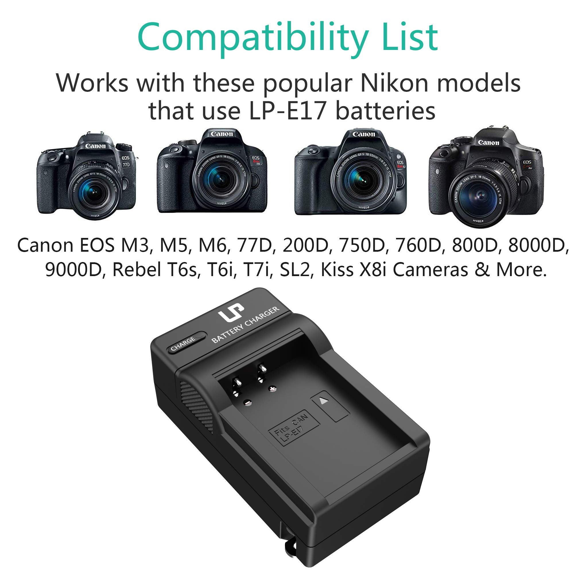 Lp Lp E17 Battery Charger, Charger Compatible With Canon Eos Rebel T7I, T6I, T6S, Sl3, Sl2, 77D, 9000D, 8000D, 800D, 760D, 750D,