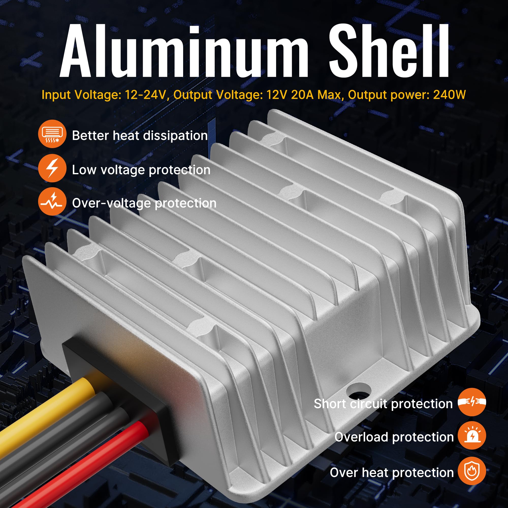 Rvboatpat Step Down Converter For Dewalt 20V To 12V Adapter Power Wheel Battery Adapter Dc 12V 20A 240W Inverter Automatic Buck