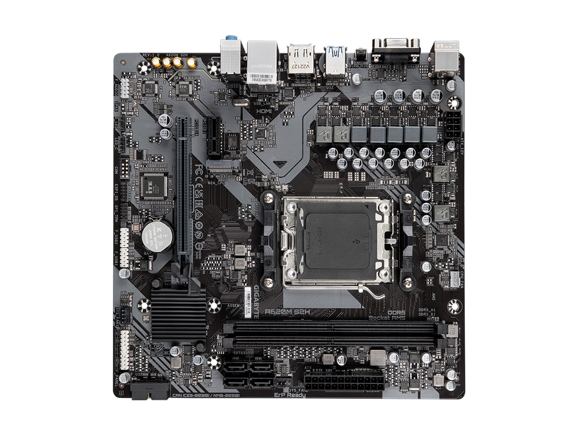 Gigabyte A620M S2H (Am5/ Lga 1718/ Amd/ A620/ Micro Atx/ 5-Year Warranty/ Ddr5/ Single M.2/ Pcie 4.0/ Usb 3.2 Gen1/ Realtek 1Gbe