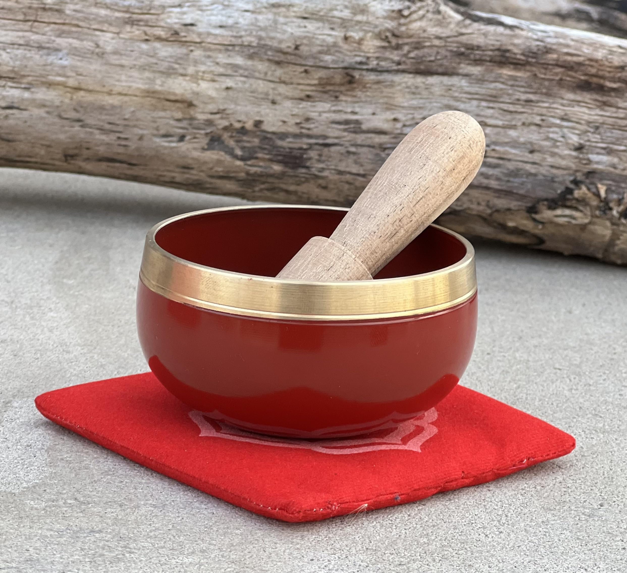 Dharmaobjects Tibetan Root Chakra Premium Palm Size Singing Bowl Gift Box Set