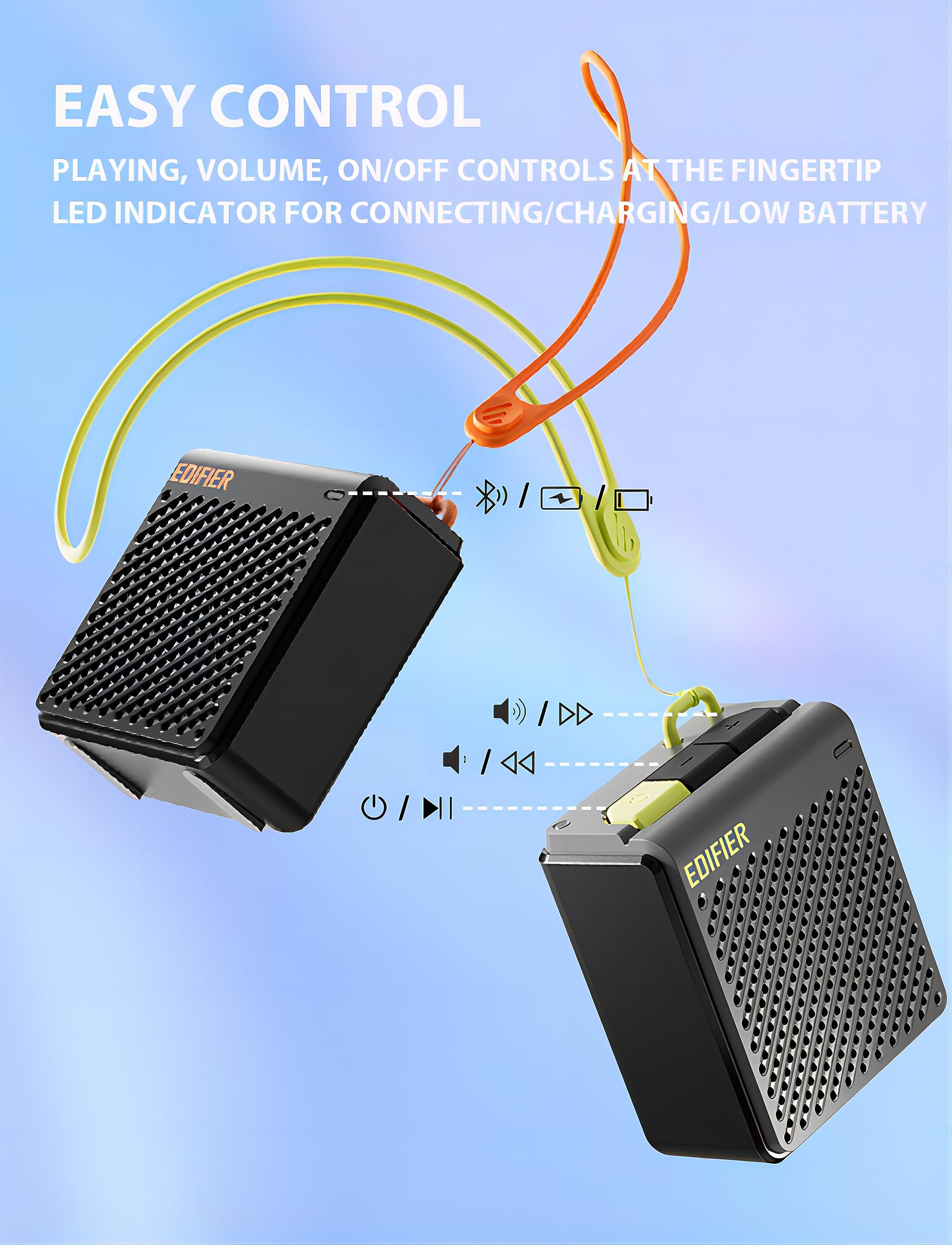 Edifier Mp85 Mini Bluetooth Speaker, Portable Speakers With Bluetooth V5.3, 8-Hour Playtime, For Home, Travel, Outdoor - White