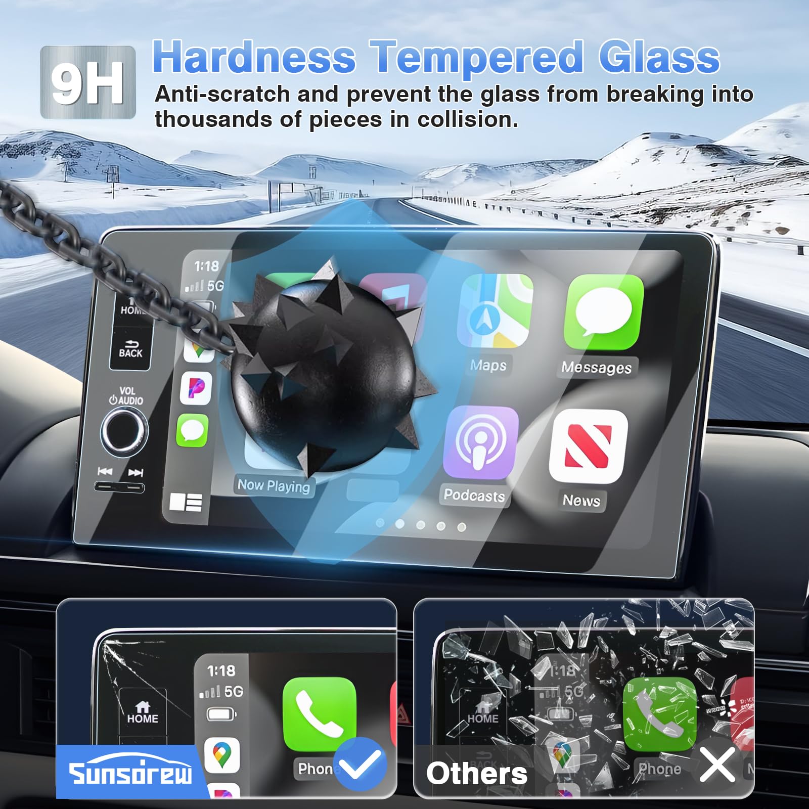 Sunsdrew 2Pcs Screen Protector For 2023 2024 Honda Pilot/Acura Integra 9 Inch Touch Screen Radio Display Protector 9H Tempered Glass Protective Film Anti Glare Pilot Accessories