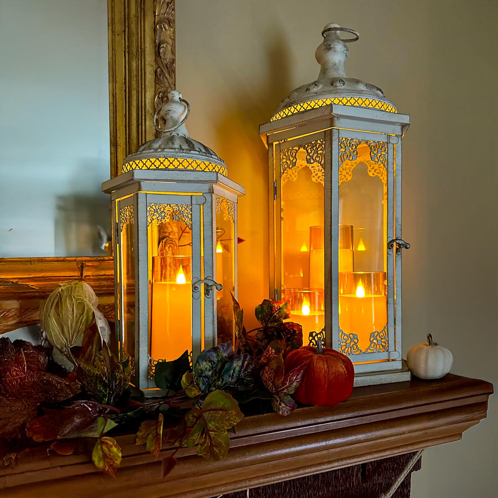 Fo32Won Amber Led Flameless Pillar Candles Battery Operated With Remote And Timer, Set Of 5 (D 3''?H 4'' 5'' 6'' 8'' 8'') Plexig