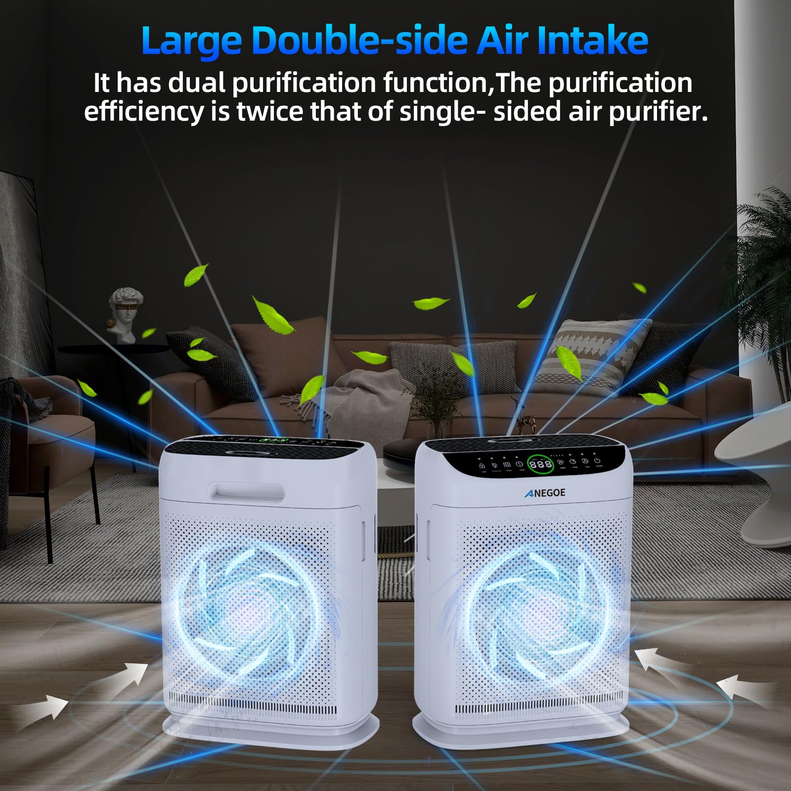Air Purifiers For Home Large Room Up To 2500 Ft With Double Air Intake,Washable Pre-Filters, Anegoe Pet Air Purifier For Bedroom