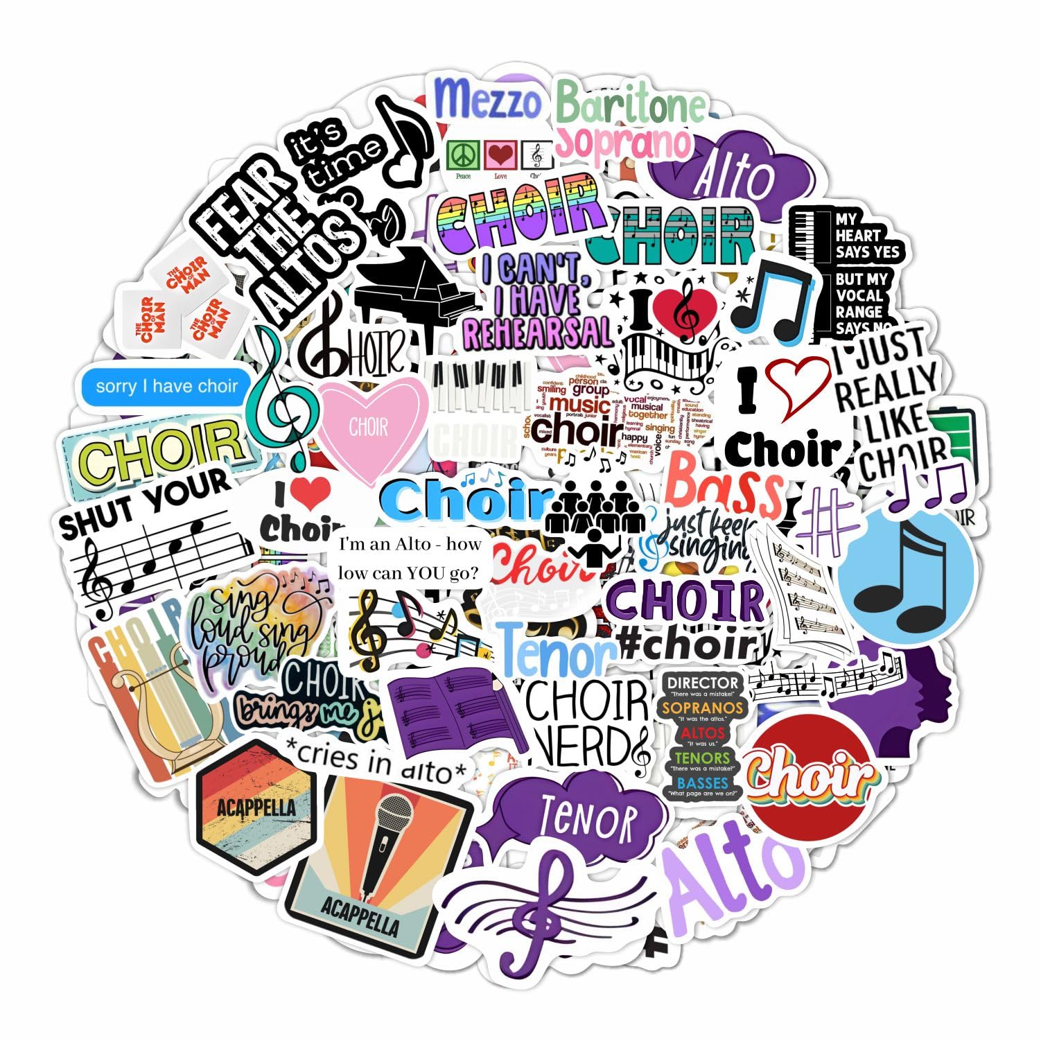 Choir Stickers For Water Bottle And Laptop   Choir Party Favors & Decorations, Waterproof Vinyl Decals, Singing And Music Sticke