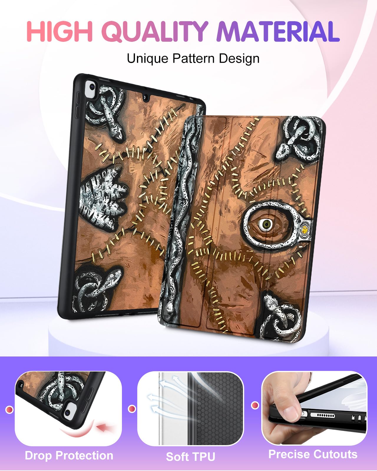 Uppuppy For Ipad 9Th/8Th/7Th Generation Case 10.2 Inch Girls Cute Women Folio Smart Cover With Pencil Holder Horror Book Cool De