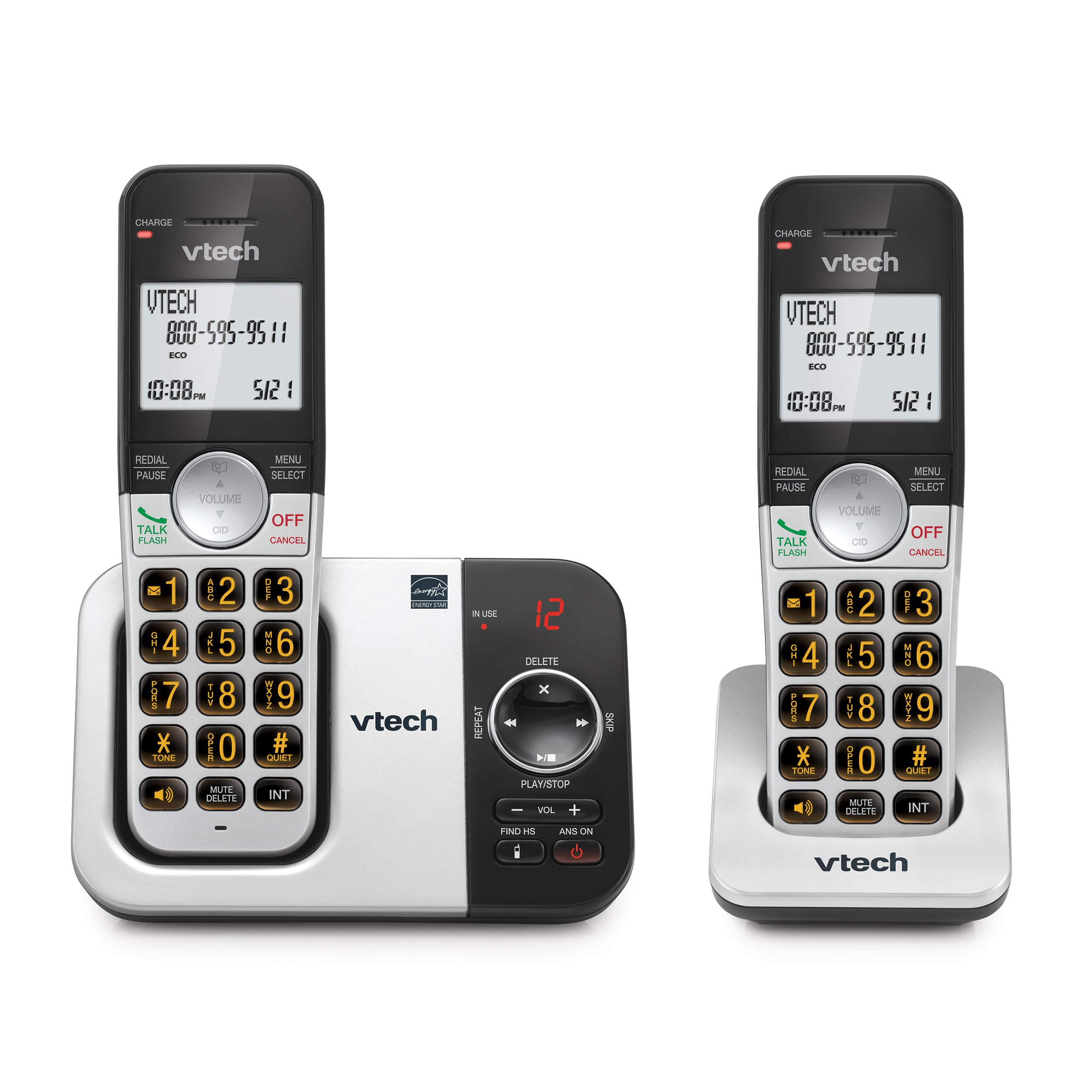 Vtech Vg232 2 Cordless Phone With Answering Machine  With 2 Handsets Large Display And Big Buttons Full Duplex Speakerphone Call