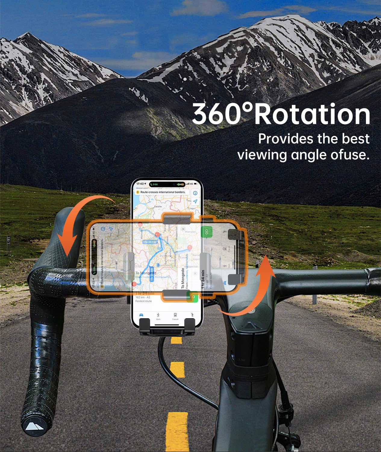 Amzluv Bike Phone Holder Mount, Secure Handlebar Phone Mount Holder For Bike And Motorcycle, Suitable For Iphone And 4.5-6.8'' S