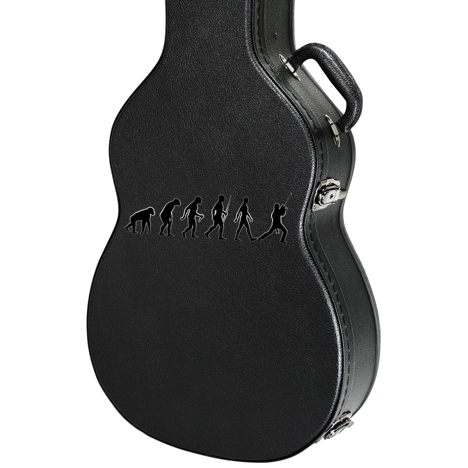 Evolution Of Man Guitar Player Guitar Instrument Case Sticker  5inch Wide X 1.5inch Tall