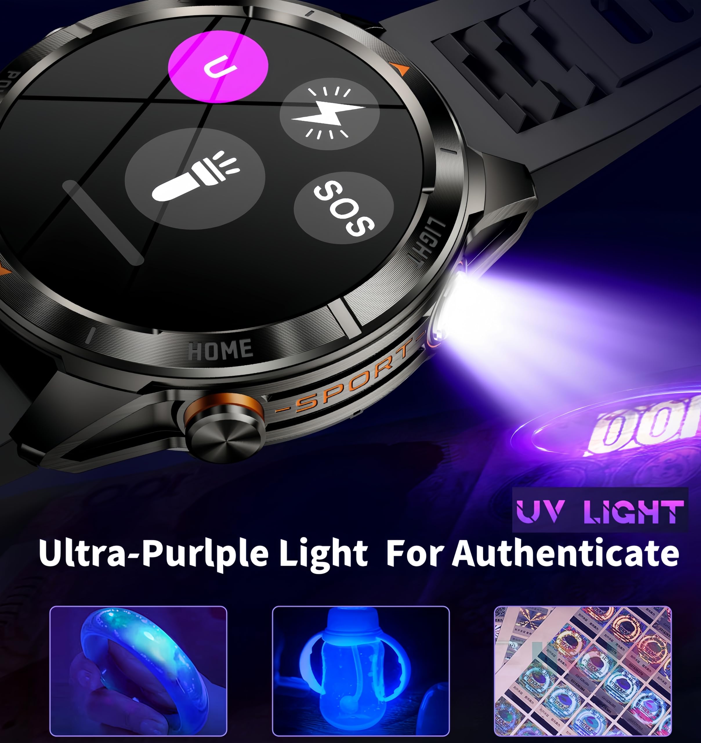 Sedsey- 2025 Latest Tactical 1.47 Smart Watch For Men-Sos Flashlight,530Mah Battery & 5Atm Waterproof Track Heart Rate,Blood O