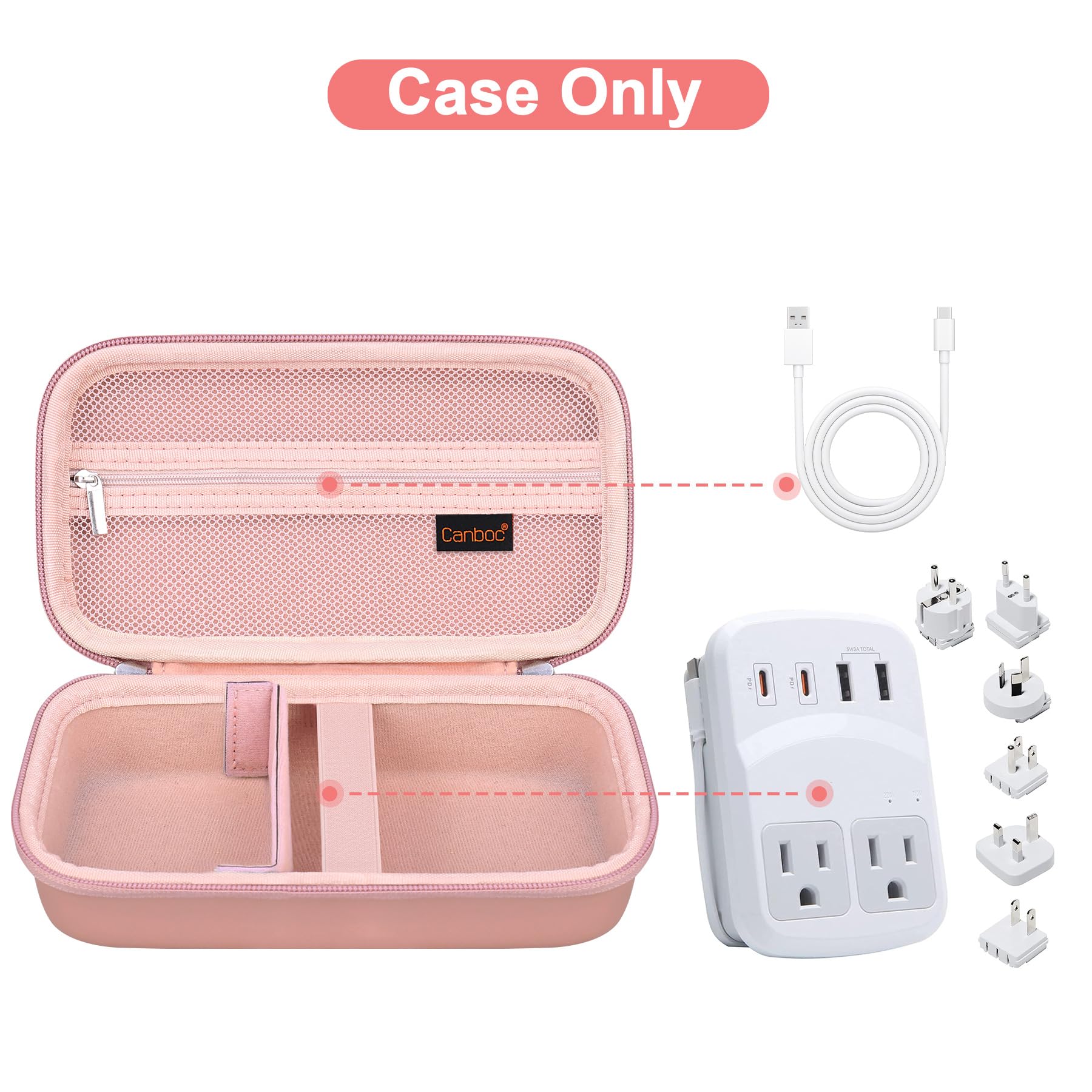 Canboc Carrying Case For Ceptics Universal Travel Adapter Kit, World Travel Adapter Kit Box With Removable Shoulder Strap, Zippe