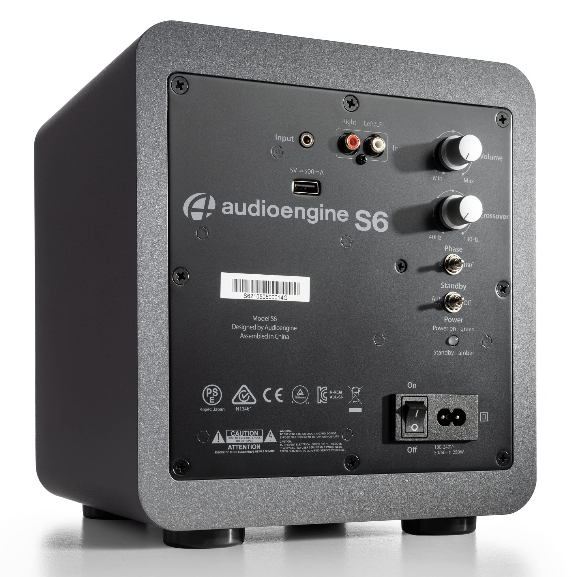 Audioengine S6 210W Compact Powered Mini Subwoofer  Powerful Bass In A Small Package   Great For Desktops, Apartments, Offices And Gaming Setups