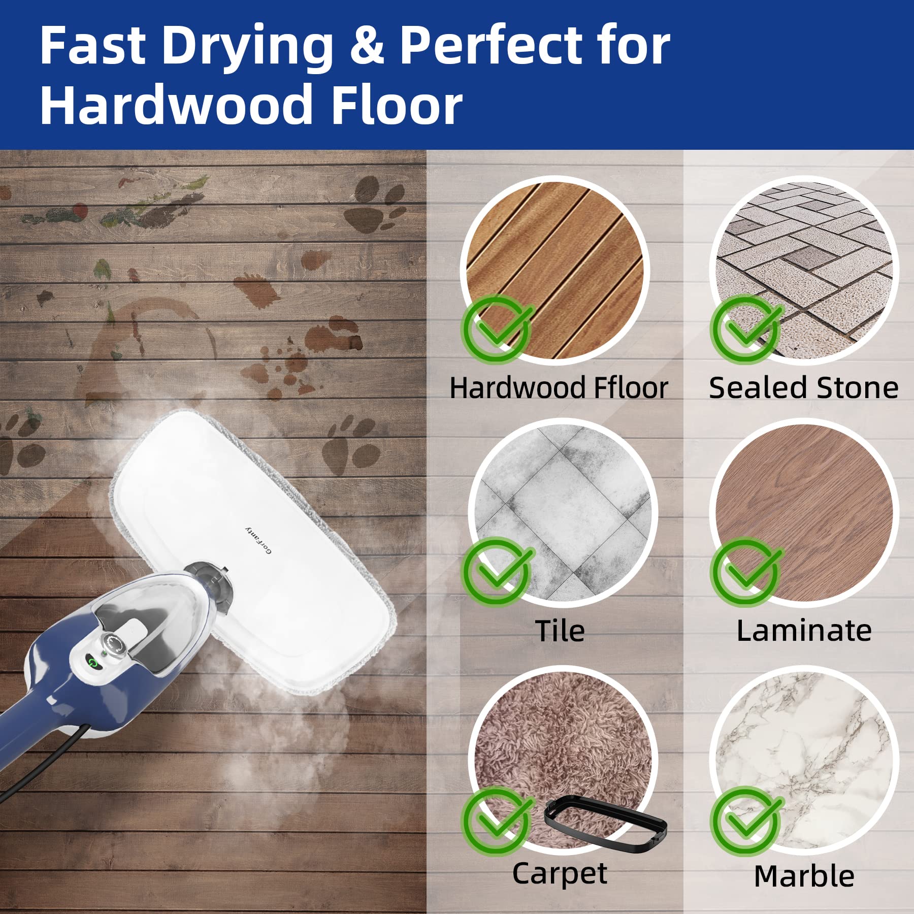 Steam Mop   10 In 1 Floor Steamer Detachable Multipurpose Handheld Steam Cleaner For Hardwood/Tile/Laminate All Floors Carpet Cl