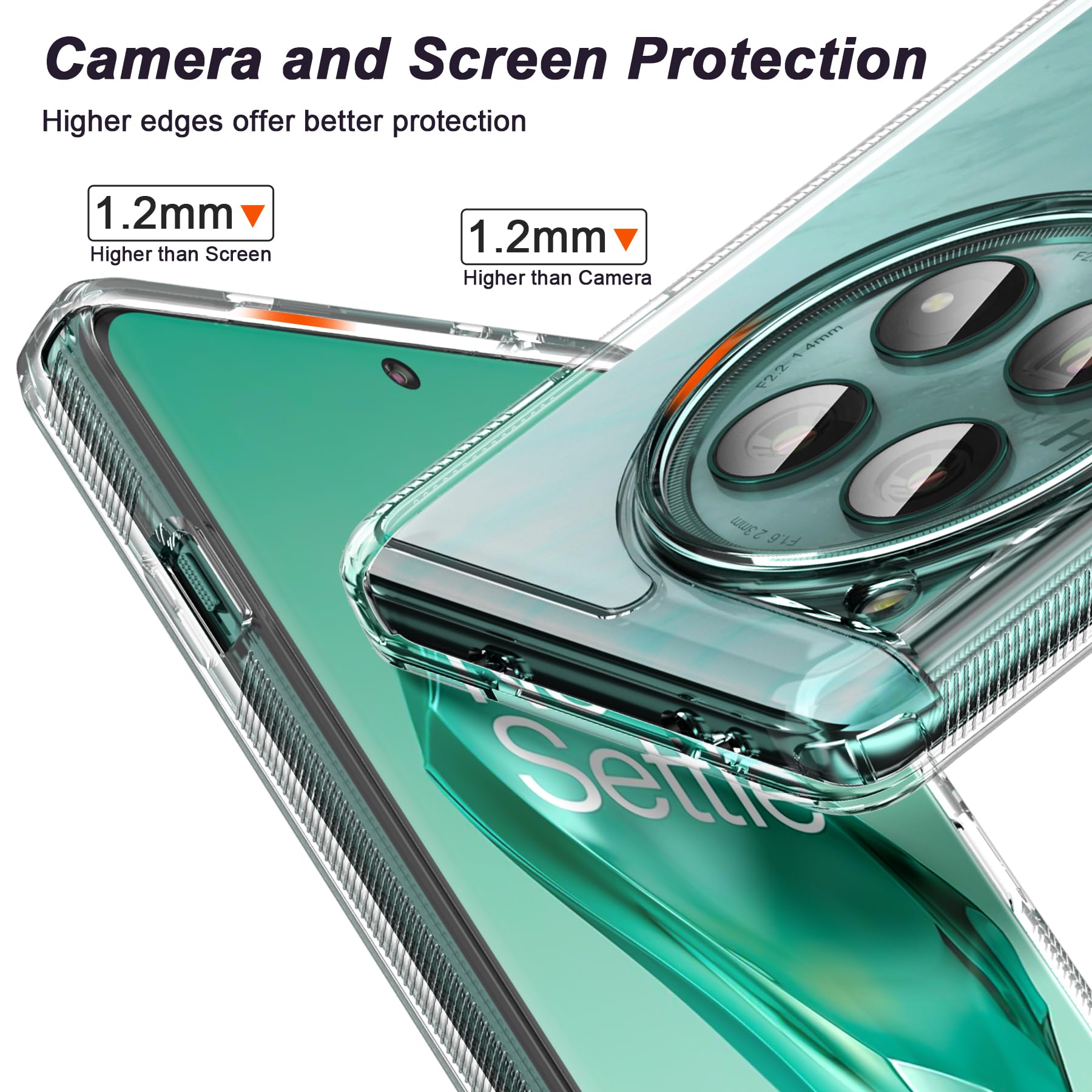 Clear Case For Oneplus 12 Case, [Hard Pc Back+Soft Tpu Bumper] [Anti Yellowing] [Support Wireless Charging] Slim Fit Shockproof
