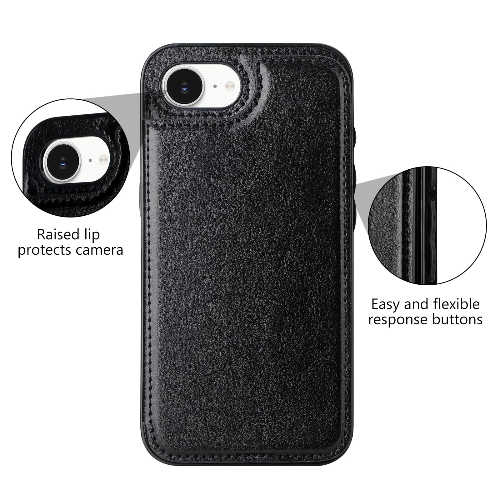 Hiandier For Iphone 16E Case Wallet With Card Holder Premium Pu Leather Flip Case For Iphone 16E With Double Magnetic Closure Wo