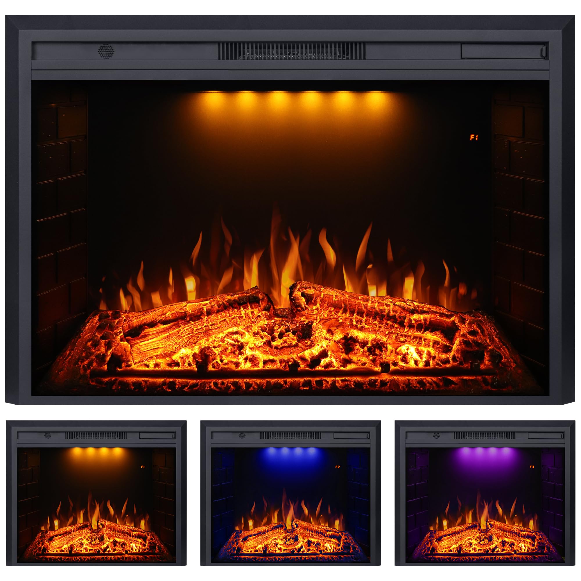 Valuxhome Electric Fireplace, 40 Inches Fireplace Insert, Electric Heater With Overheating Protection, Fire Crackling Sound, Rem