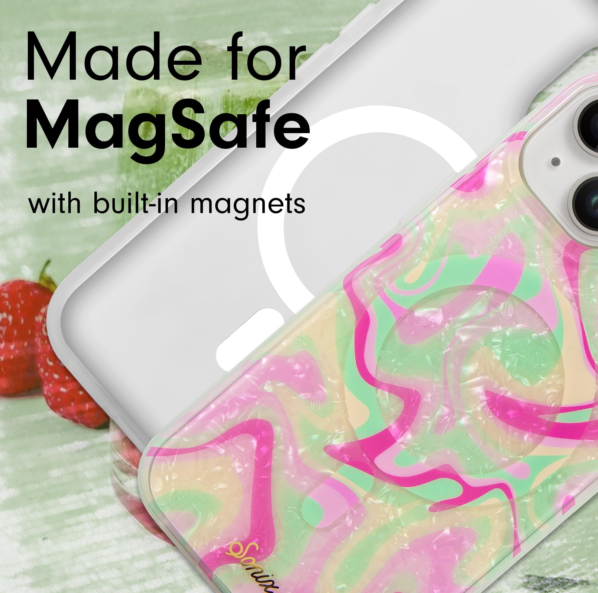Sonix Case For Iphone 15 Plus, Iphone 14 Plus | Compatible With Magsafe | 10Ft Drop Tested | Strawberry Matcha