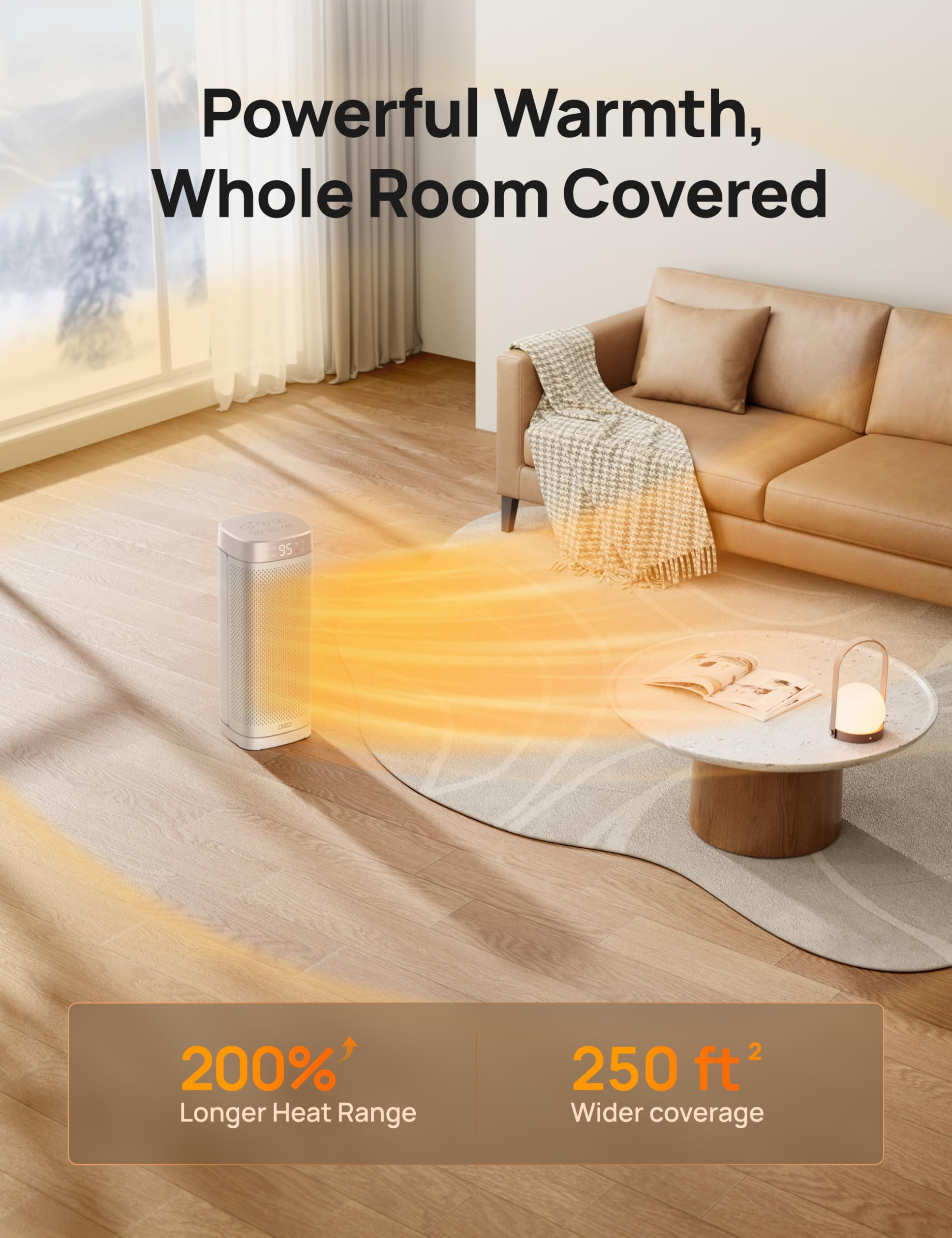 Dreo Space Heaters For Indoor Use, 1500W Fast Heating Portable Heaters With Remote, Large Ptc Ceramic Electric For Bedroom, 12H