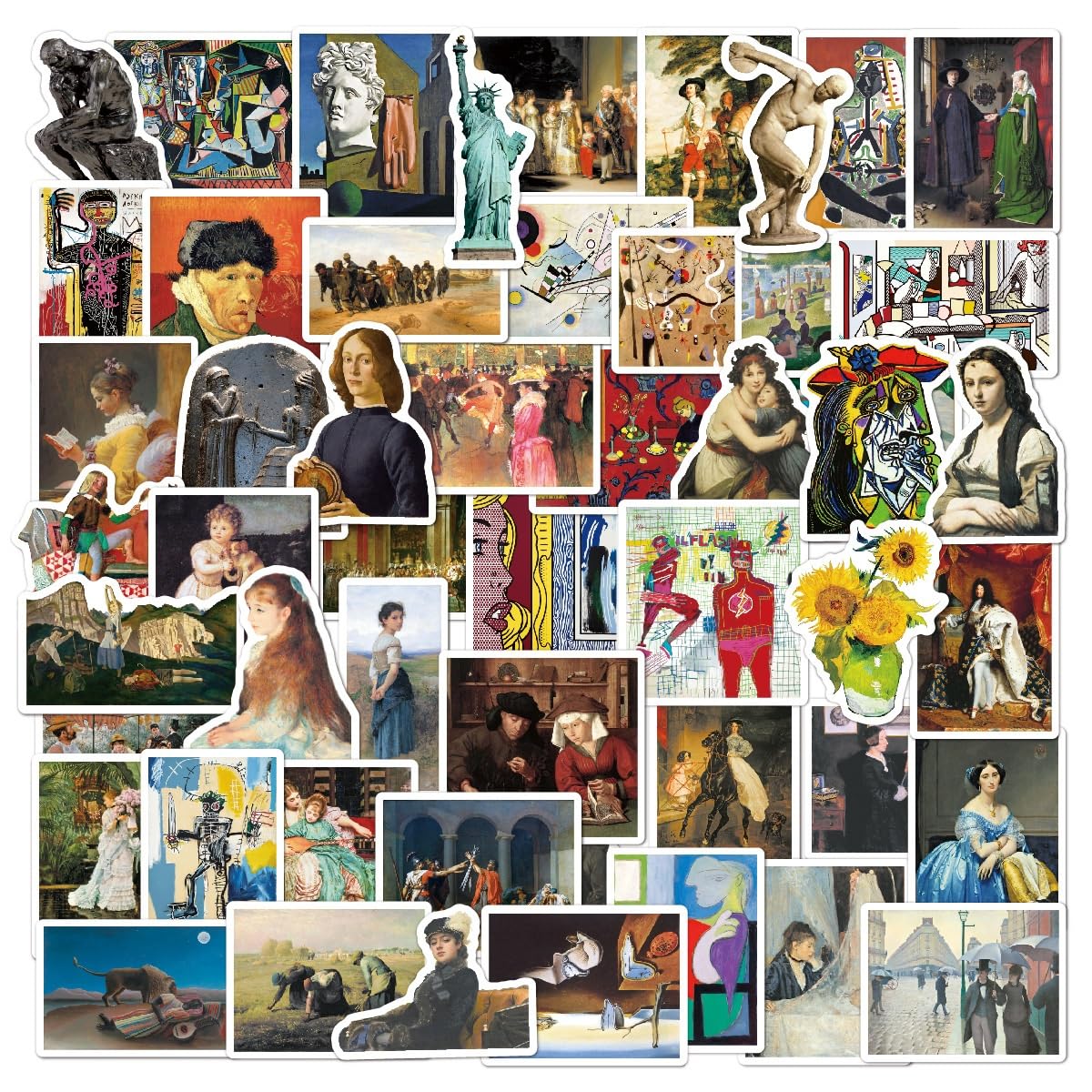Aspcsmomt 104 Pcs Famous Art Painting Stickers Pack,Aesthetic Stickers For Laptop Phone Water Bottles Bike Scapbook Computer,Wat