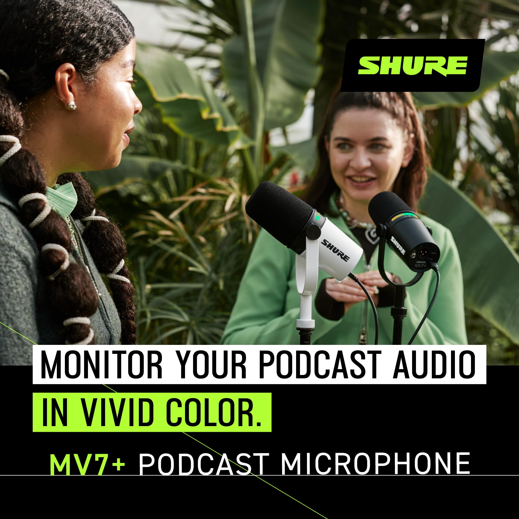 Shure Mv7+ Podcast Dynamic Microphone With Stand. Obs Certified, Enhanced Audio, Led Touch Panel, Usb C & Xlr Outputs, Auto Leve