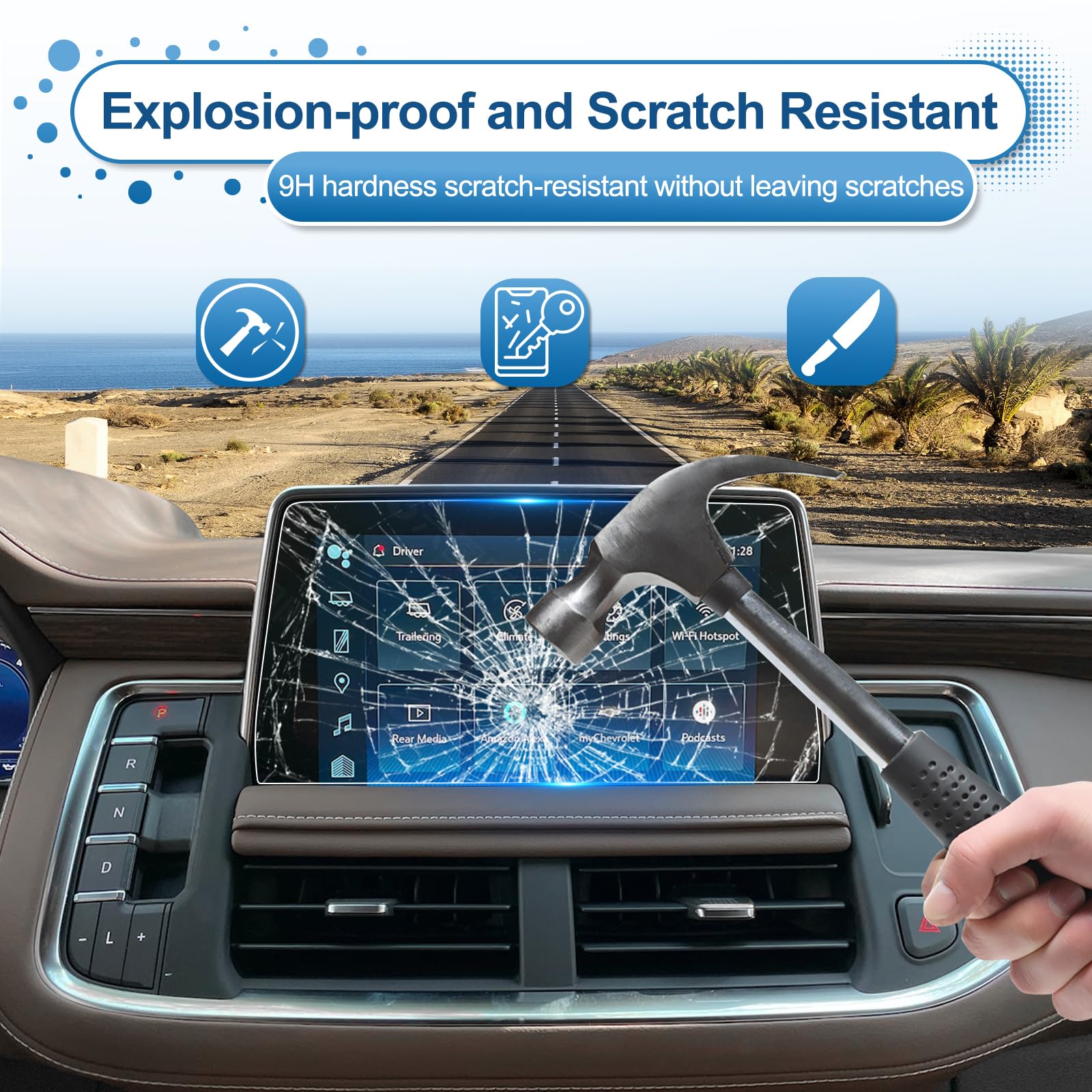 Coleya 2021 2022 2023 2024 Yukon Screen Protector For Gmc Yukon (Sle/Slt/At4) 10.2 Inch Touch Screen, 2023 Yukon Tempered Glass