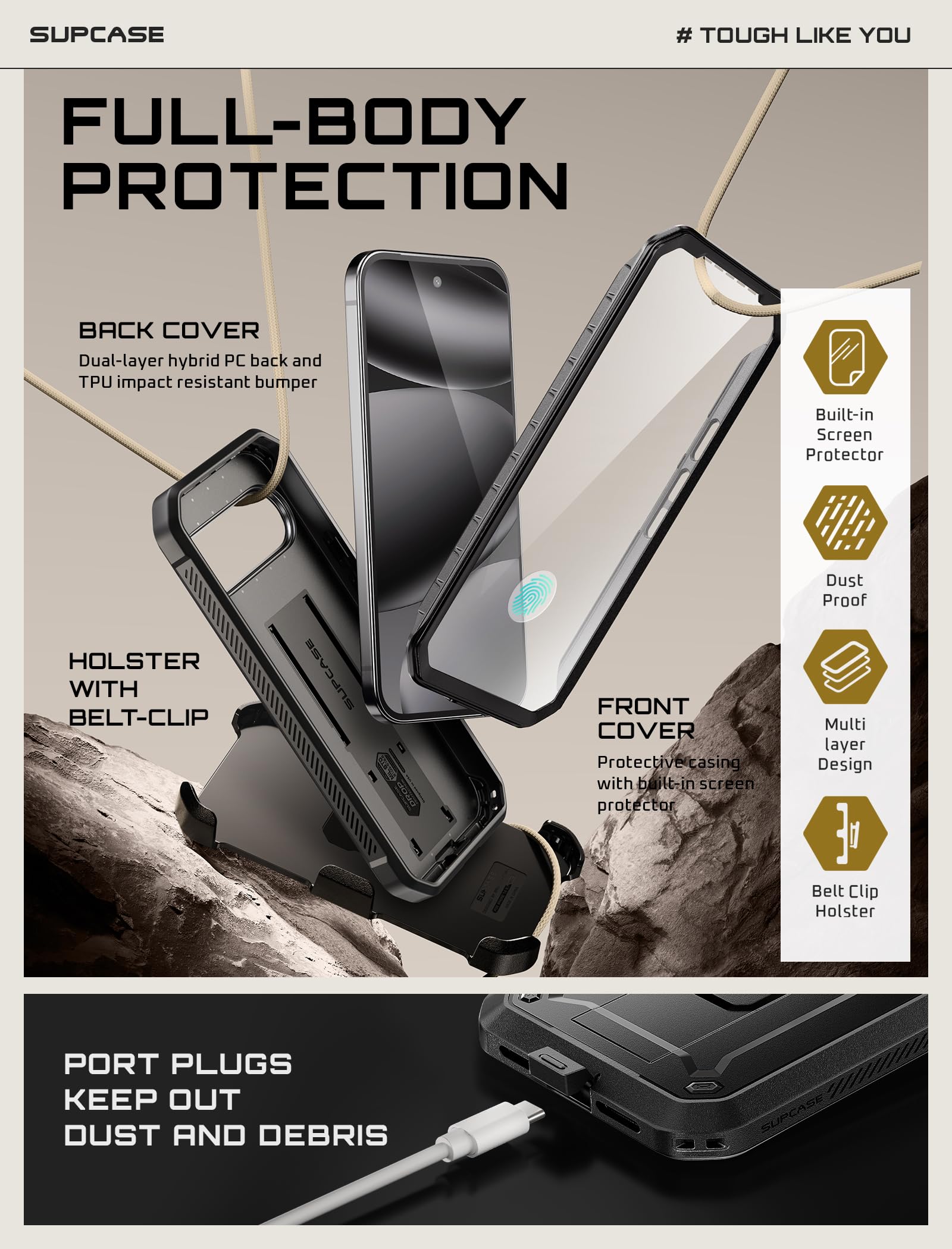 Supcase For Google Pixel 10 Pro Xl Case With Screen Protector (Unicorn Beetle Pro), [Built-In Stand & Belt-Clip] [Military-Grade