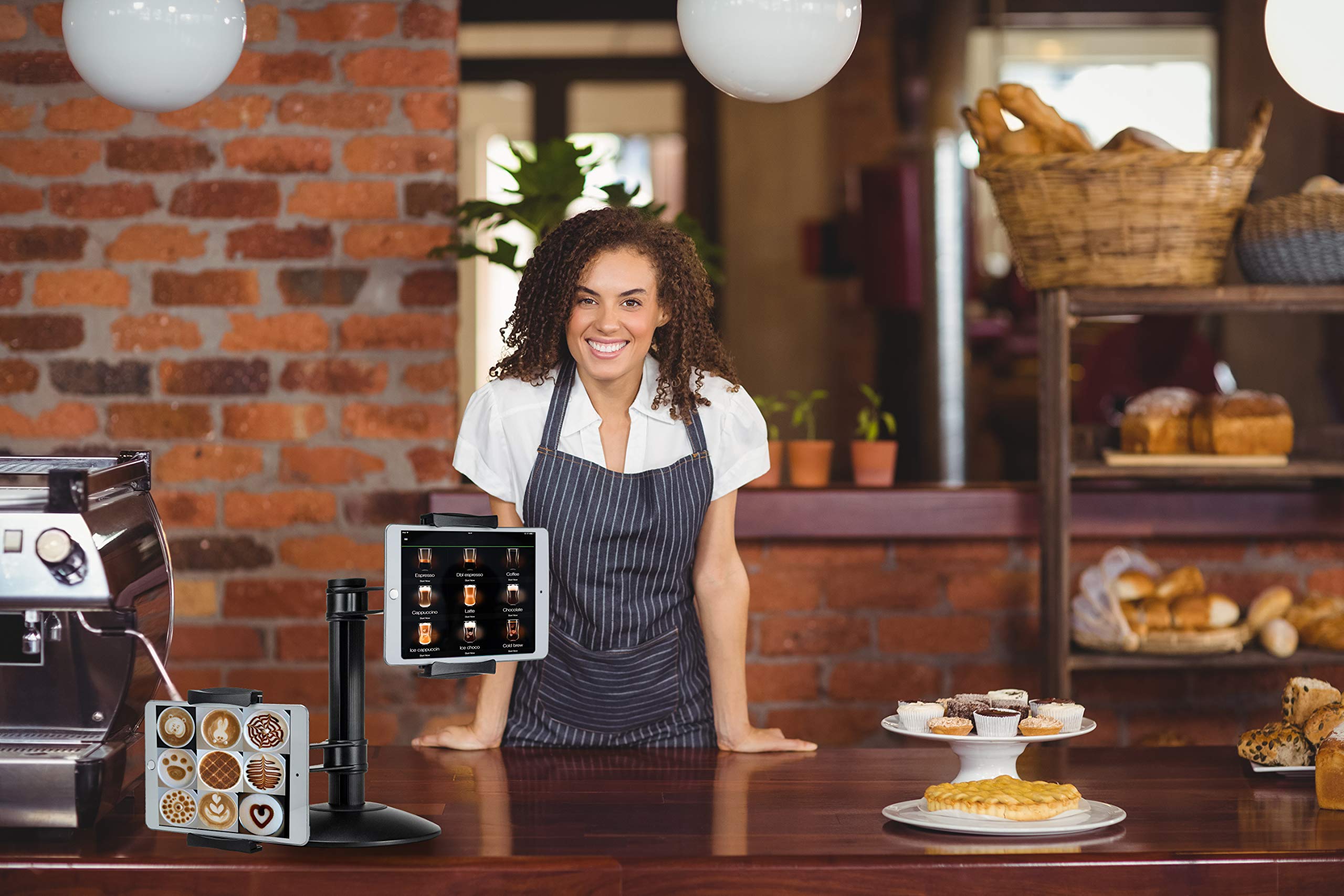 Dual Tablet Mount   Cta Quick Connect Dual Tablet Mount With Height Adjustable Arms For Ipad Air 1 4, And Tablets Up To 10