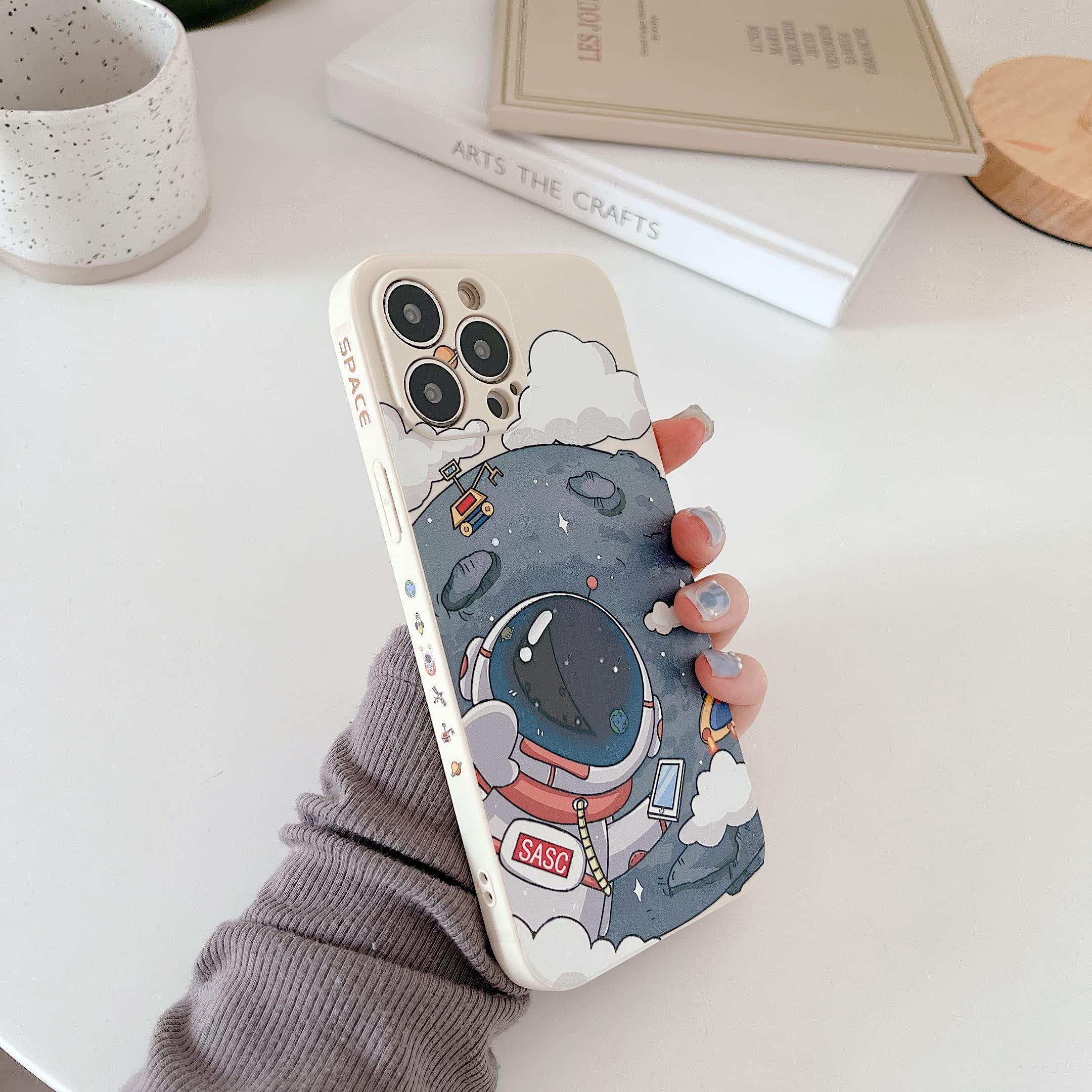 Yonds Queen For Iphone 13 Pro Cute Case, Cool Cartoon Astronaut Planet Moon Space Design Stylish Soft Tpu Bumper Shockproof Anti