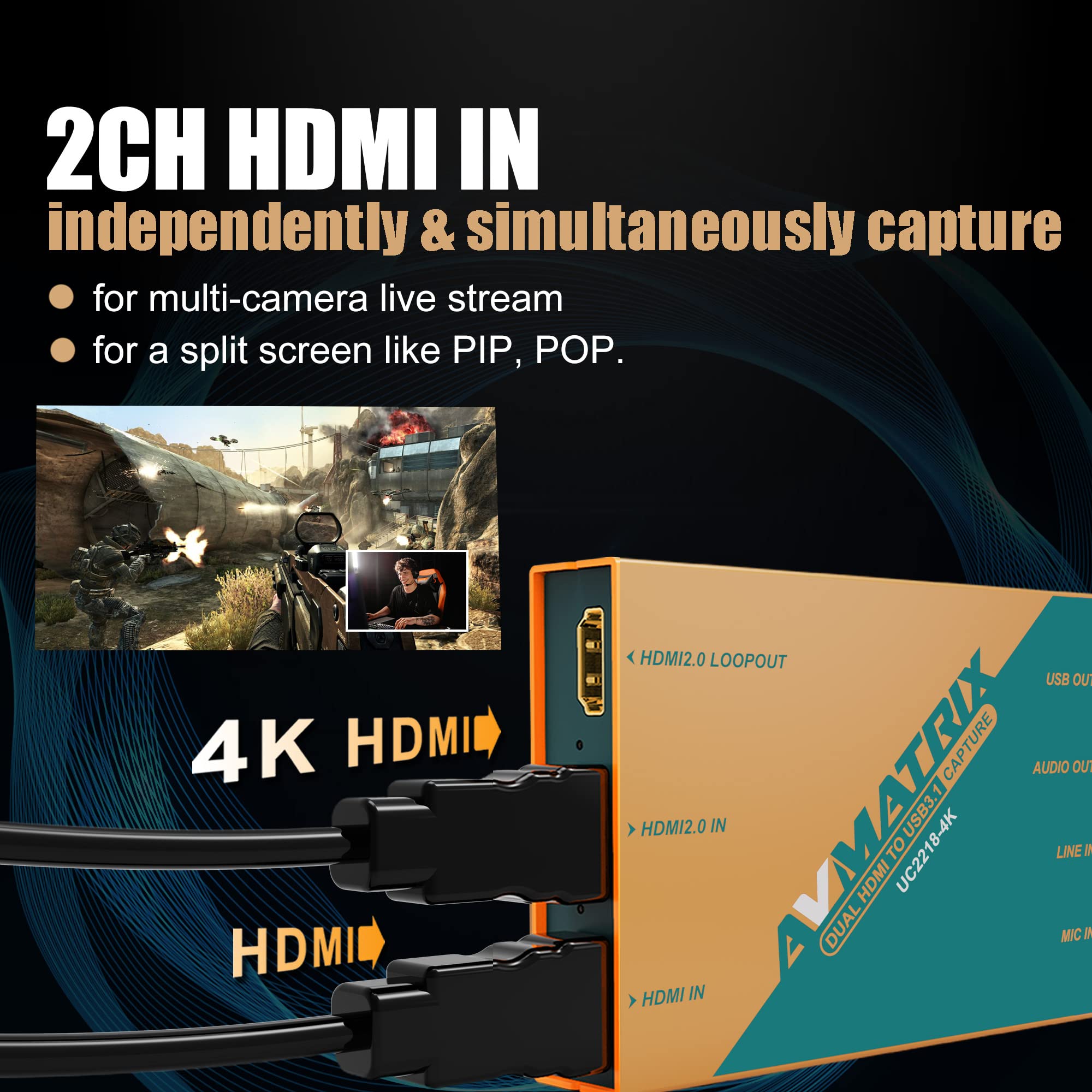 Avmatrix Game Capture Card 4K60 Pass Through 1080P60 Uncompressed Capture For Game Streaming In Obs, Vmix.Ultra  Zero Latency On