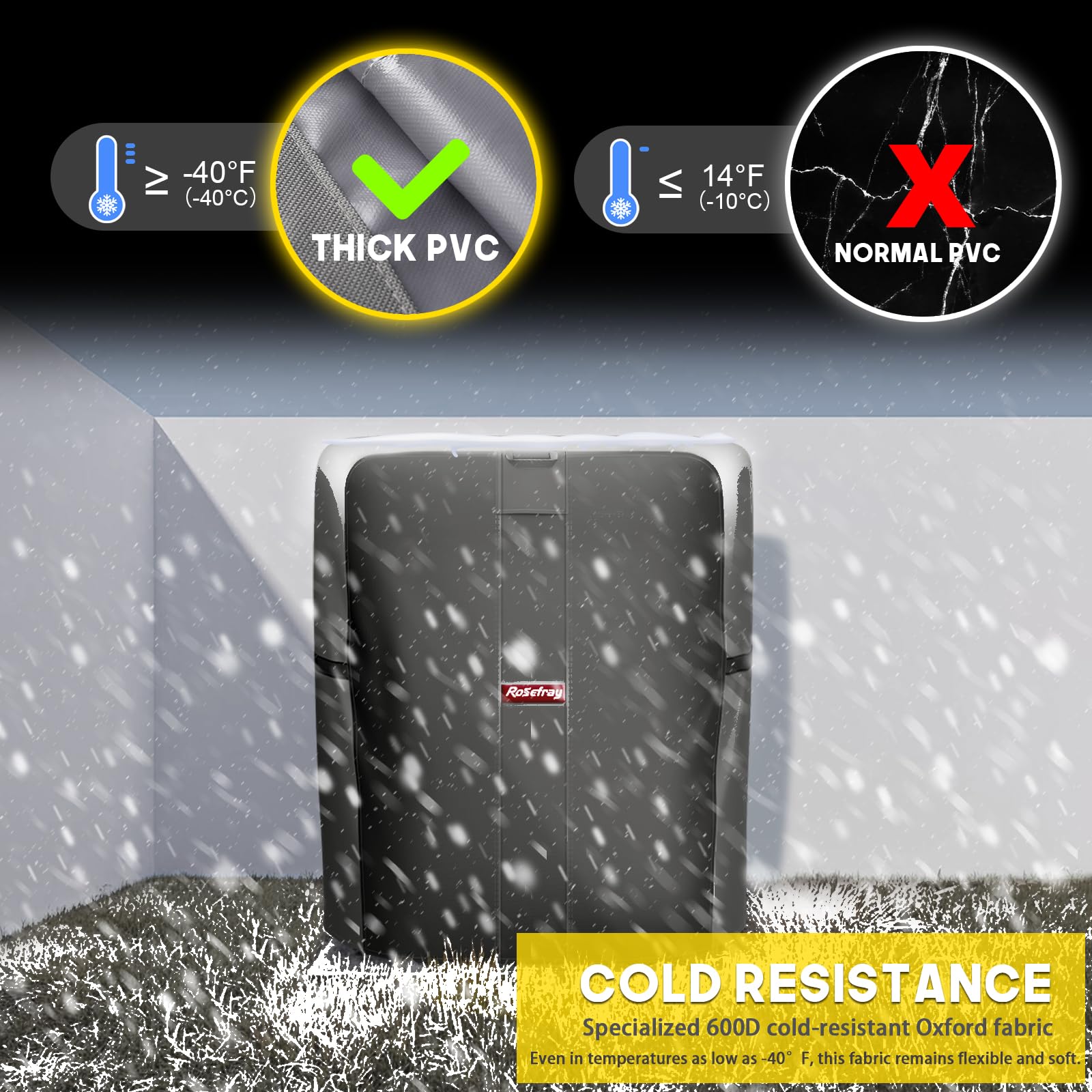 Rosefray Air Conditioner Cover Waterproof Ac Cover 600D Heavy Duty For Outside Units Durable Universal Sizes Square Fits Up To 3