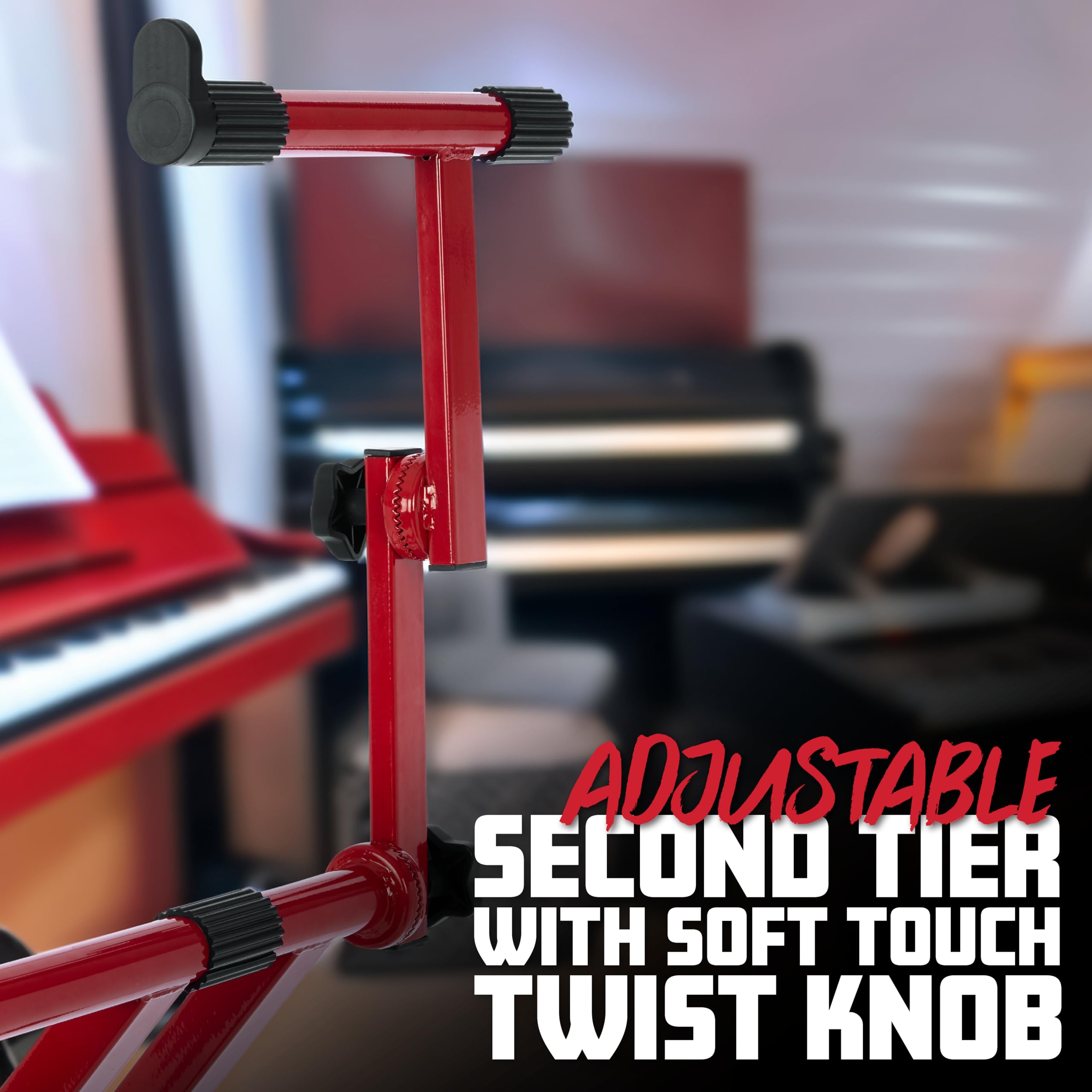 Gator Frameworks Deluxe Two Tier X Frame Keyboard Stand, Bright Red Finish (Gfw-Key-5100Xred)