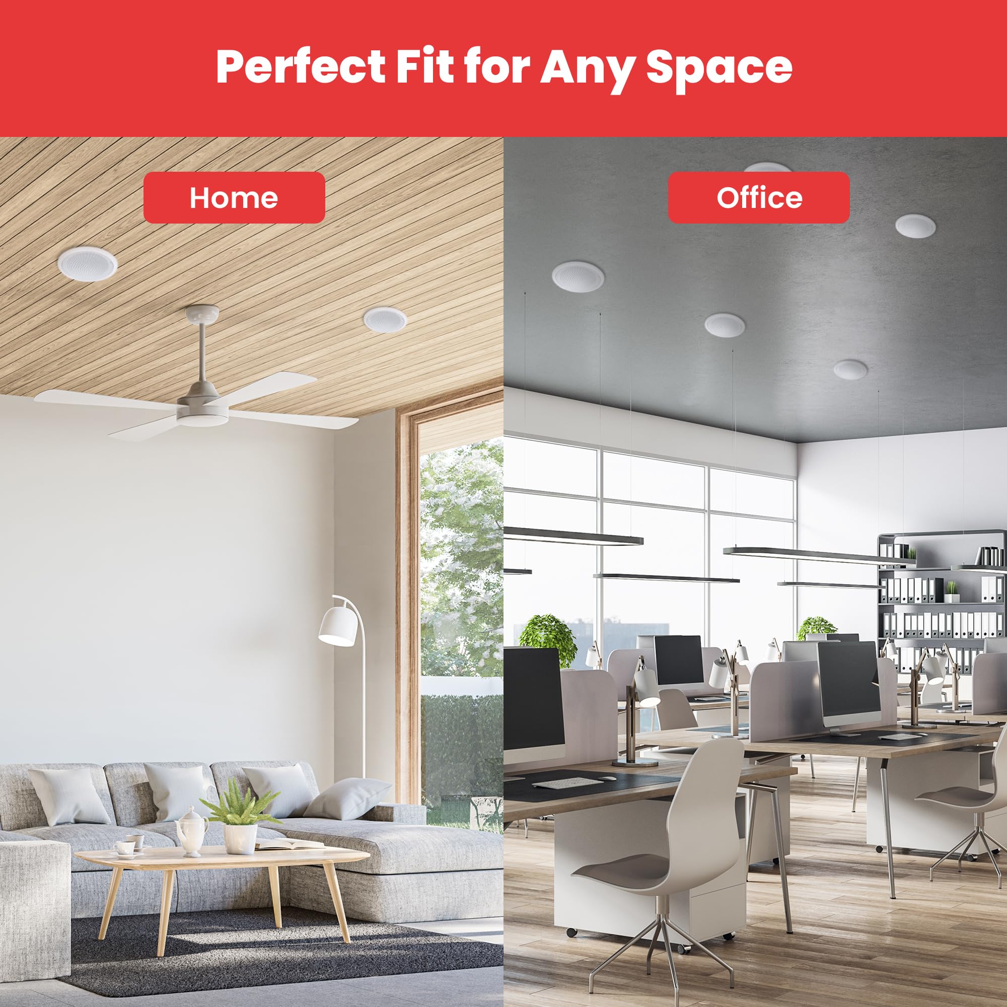 Pyle 8    4 Bluetooth Flush Mount - In-Wall In-Ceiling 2-Way Speaker System Quick Connections Changeable Round/Square Grill Poly