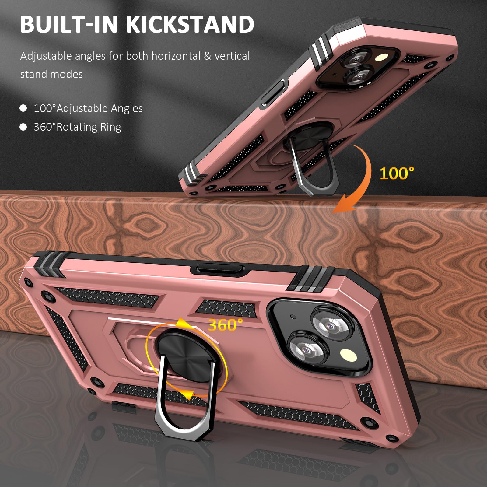 Addit Phone Case For Iphone 13 Case Iphone 13 Phone Case Woman, With Ring Holder Stand, Support Magnet Car Mount, Military Grade