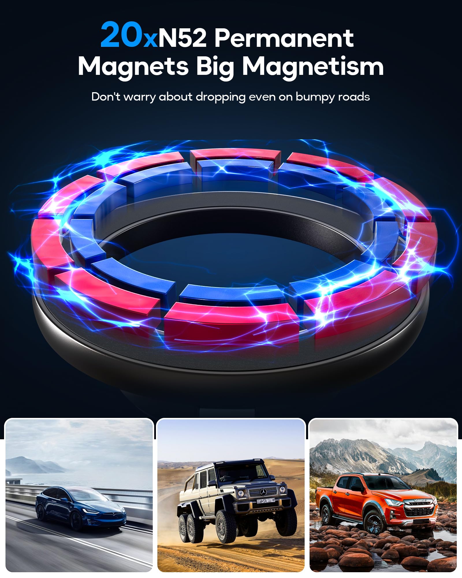 For Magsafe Car Mount Dashboard [360All-Metal Foldable] Magnetic Phone Holder For Car Dash [Strongest Magnets & 3M Adhesive] Han