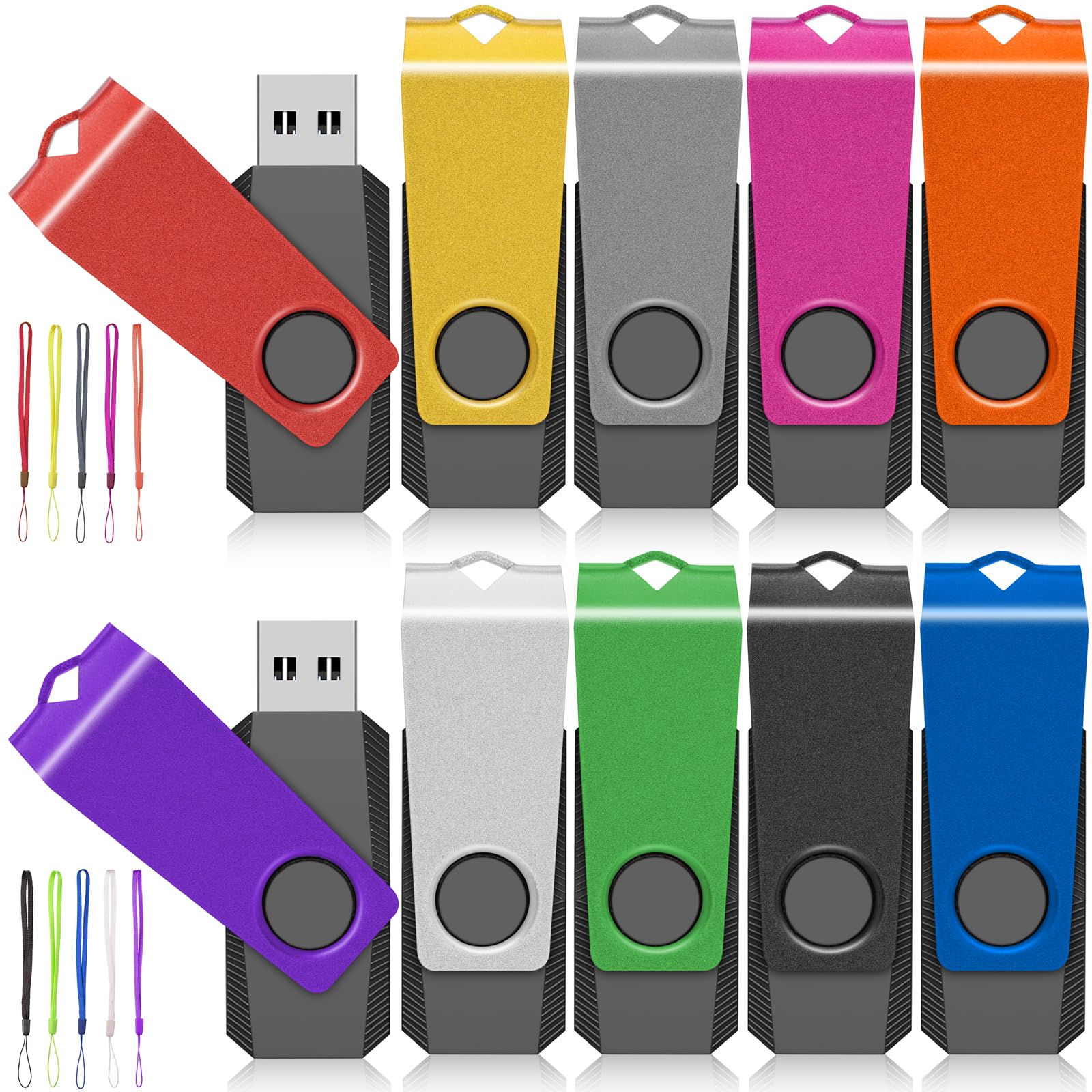 USB Flash Drives 10 Pack 2GB Flash Drive AGECASH A USB 2.0 Thumb Drive Jump Zip Drive Flashdrive, USB Memory Stick Pendrive for 