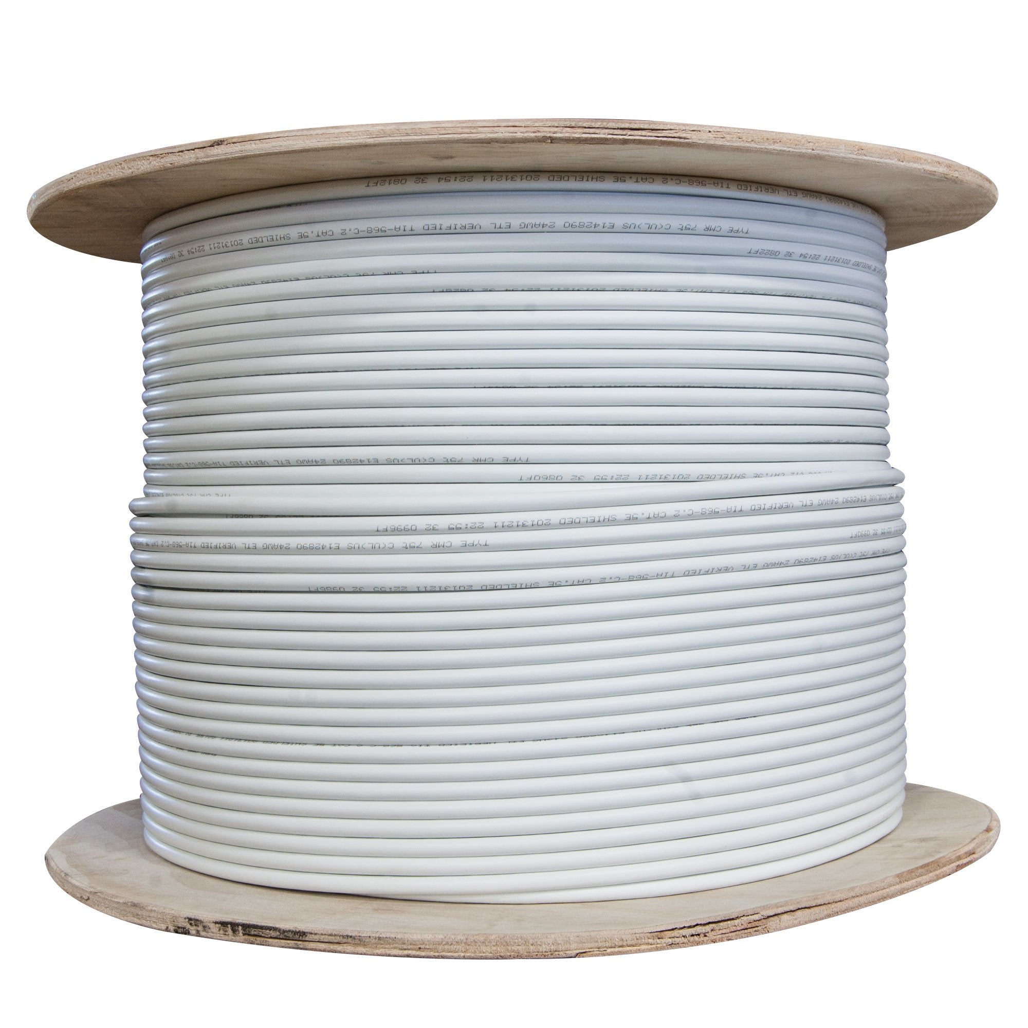 1000 Foot Bulk Plenum Shielded Cat6A Ethernet Cable Spool, 500 Mhz, 23 Awg, Solid Copper, Cmp Poe Compliant, White