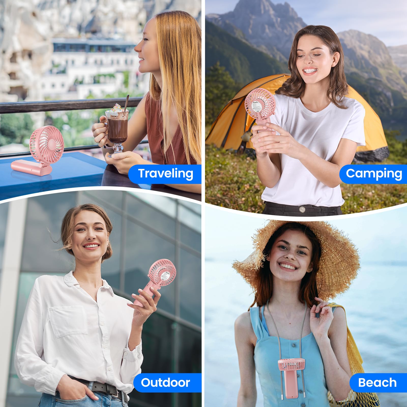 Handfan Upgraded Handheld Fan, 5 Speeds Strong Airflow Hand Fan [Max 27 Working Hours], 180 Foldable Compact Design Personal Fan