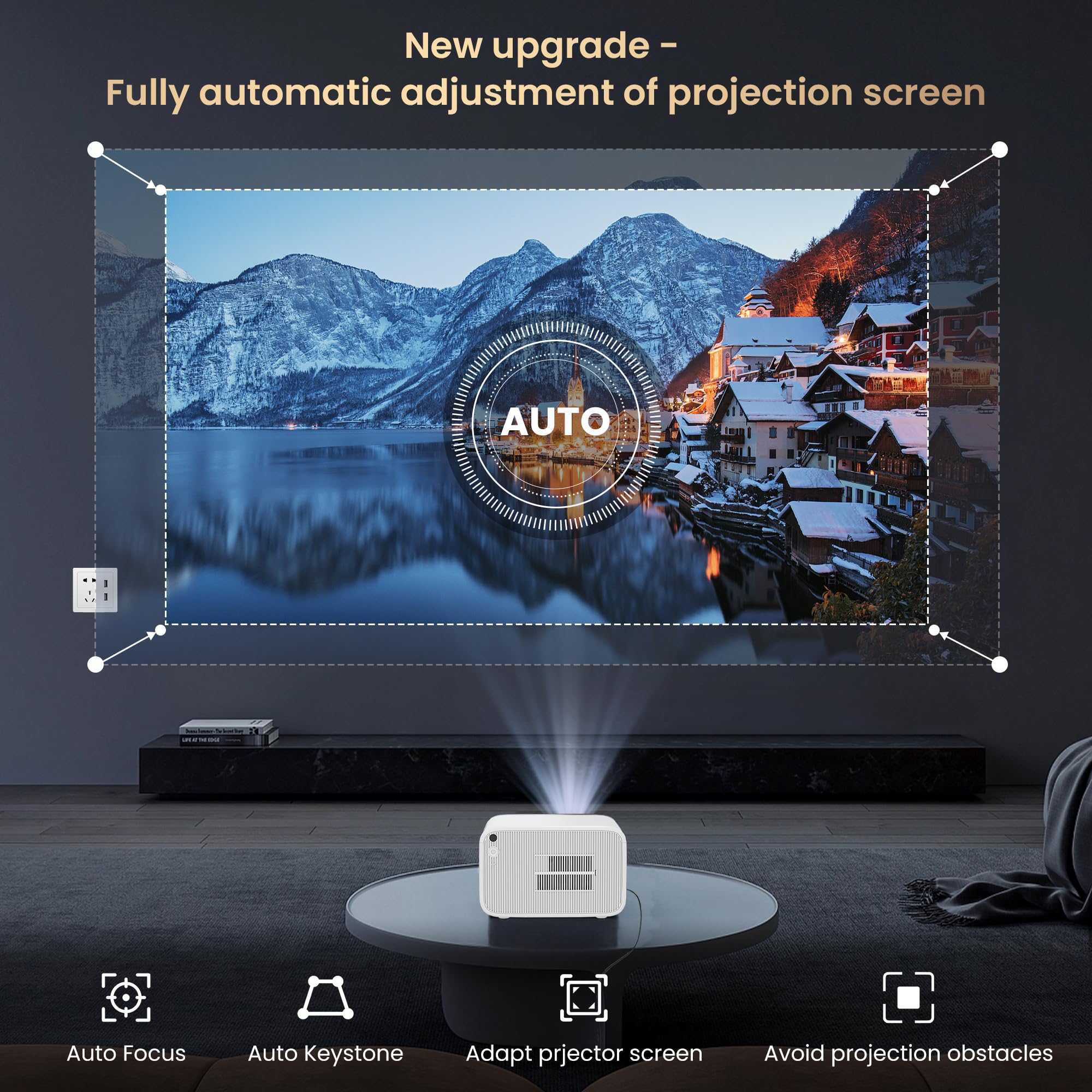 [Auto Focus/Keystone] Projector 4K With Android Os 1080P Native 500 Ansi, Hippus Smart Projector With Wifi 6 And Bluetooth, Port