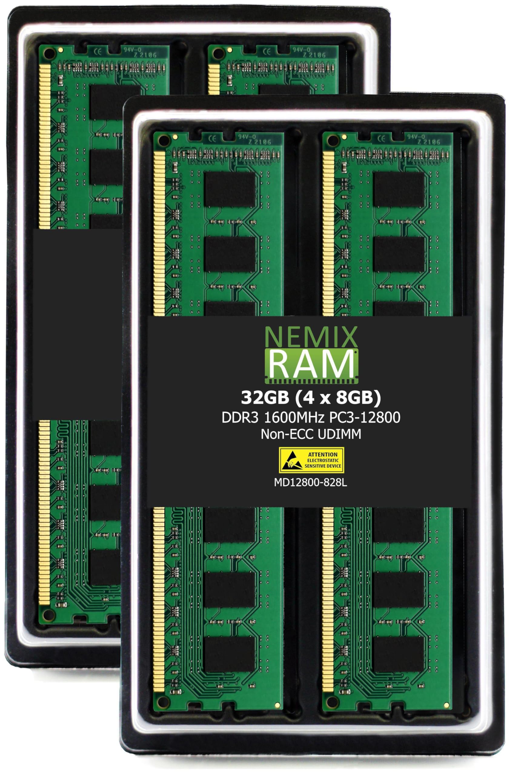 Nemix Ram 32Gb (4X8Gb) Ddr3 1600Mhz Pc3 12800 2Rx8 1.35V 240 Pin Non Ecc Udimm Unbuffered Desktop Memory Kit