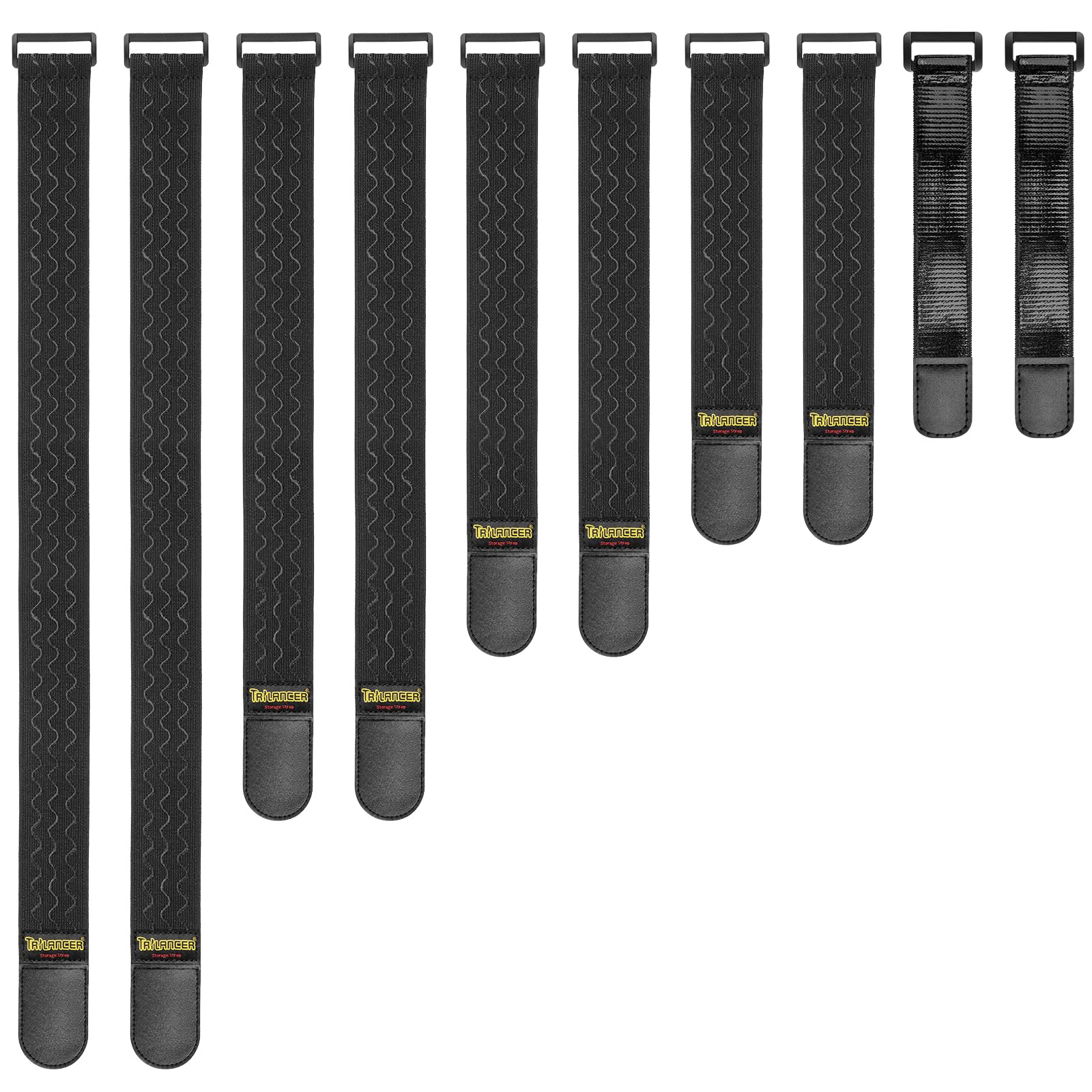 Trilancer Elastic Cinch Straps With Anti Slip Strips, 5 Size Combo(10 Pack) Heavy Duty Hook And Loop Storage Straps For Extensio