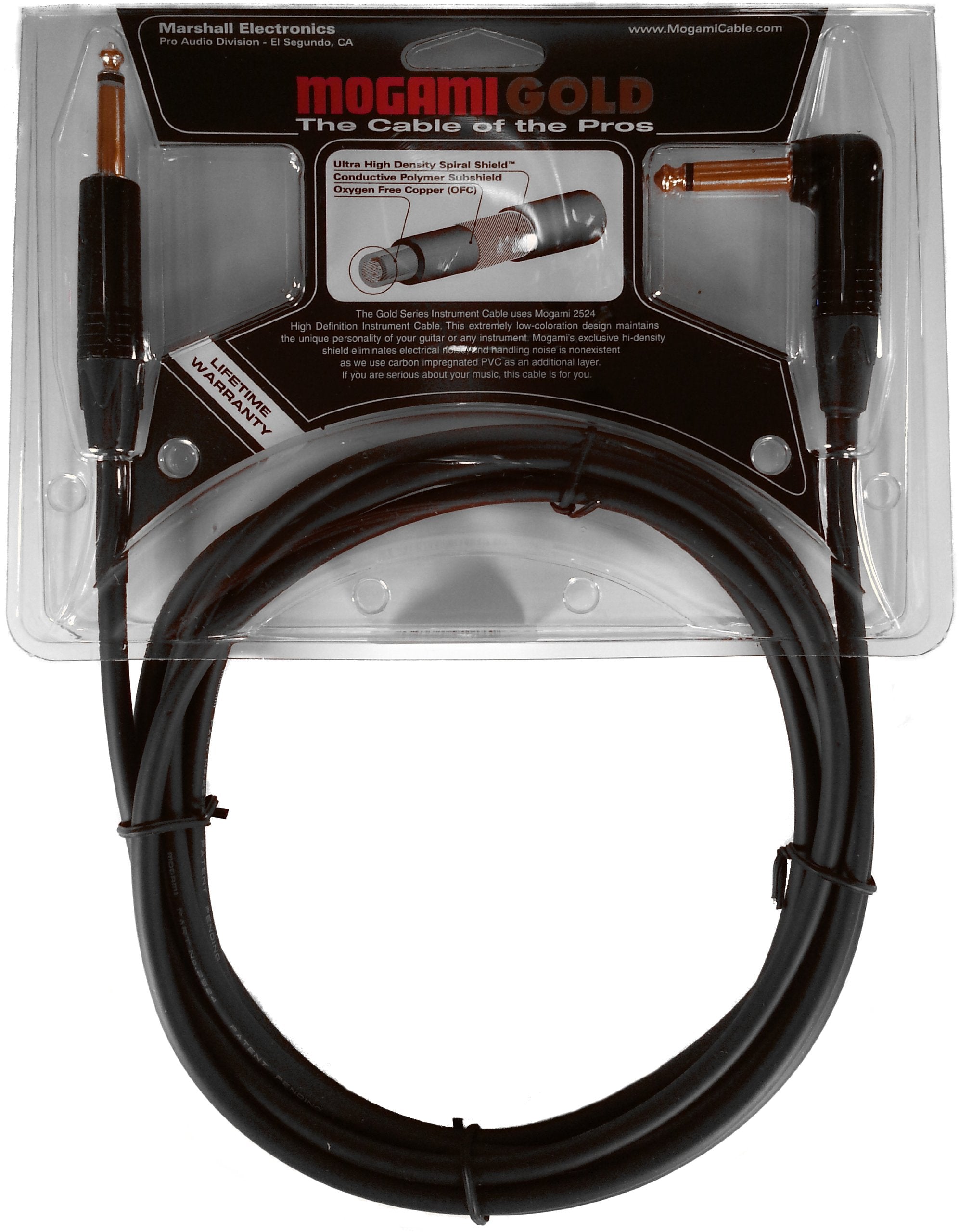 Mogami Gold Instrument 10R Guitar/Instrument Straight To R/A Ends 10 Feet