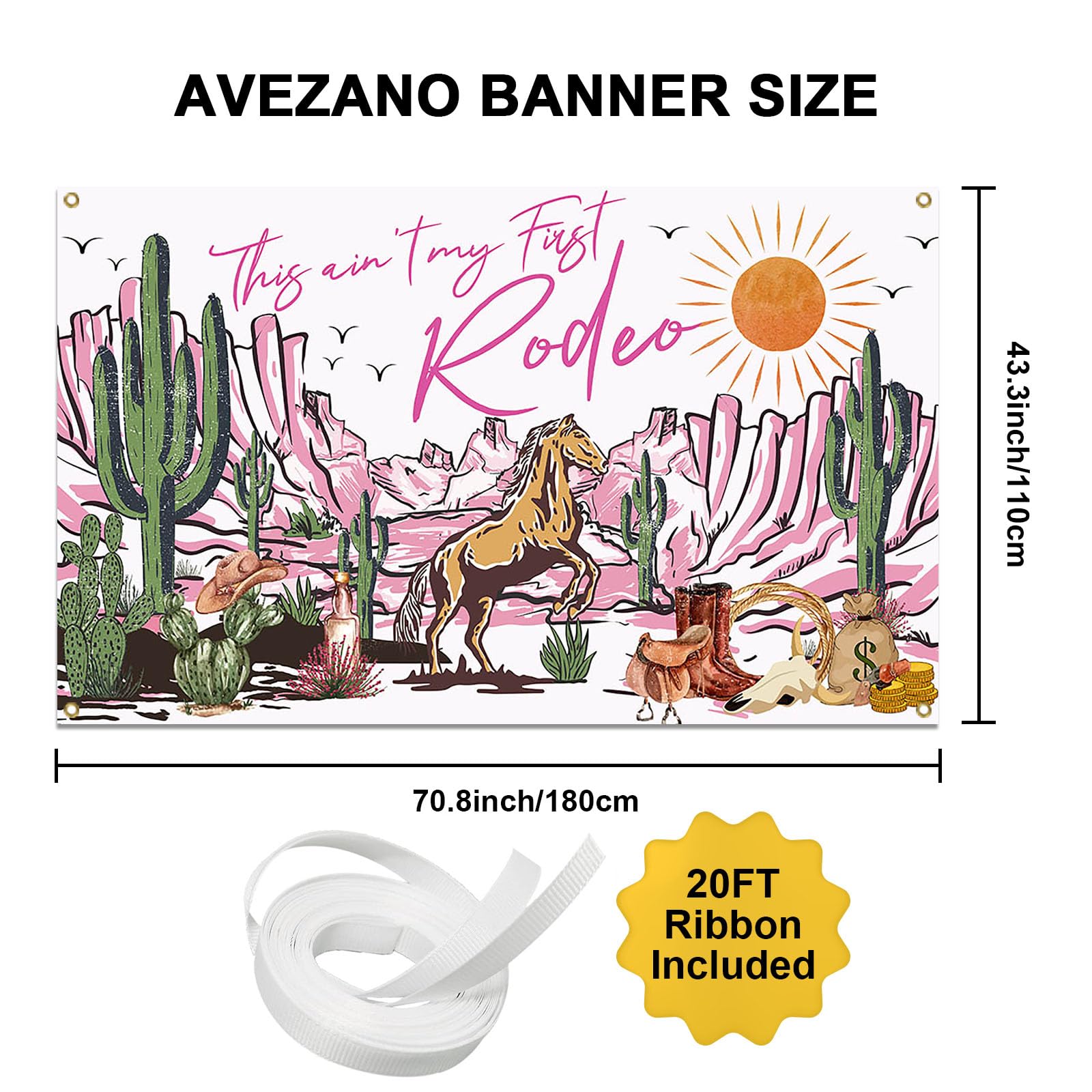 Avezano Western Cowgirl 2Nd Birthday Backdrop This Aint My First Rodeo Birthday Party Decorations Wild West Second Birthday Back