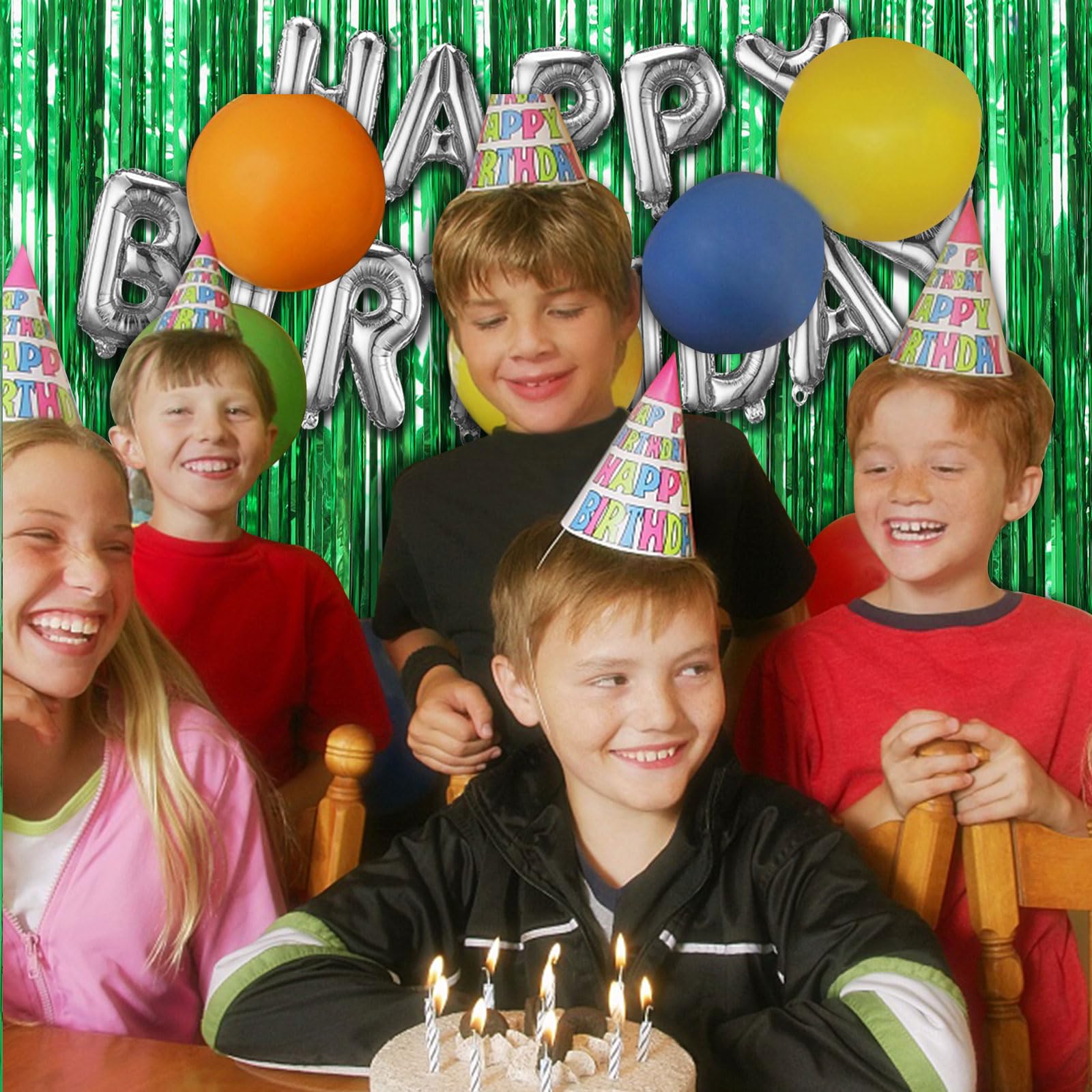 2 Pack Green Streamers Backdrop Jungle Party Decorations Foil Fringe Backdrop Curtains Photo Booth Backdrop For Birthday Dinosau